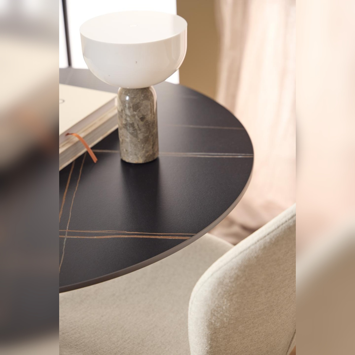 Marly ronde eettafel keramiek wit - Ø90x75 cm