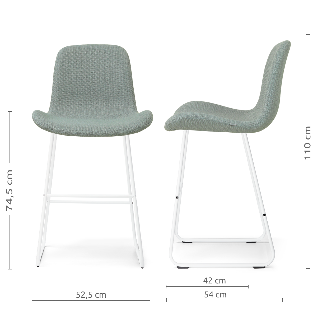 Barkruk Nino-Fé wit onderstel rib beige 75 cm