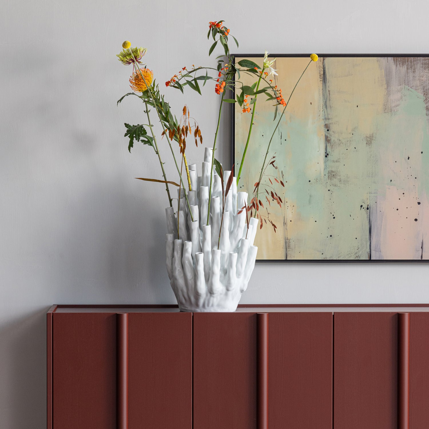 Basu dressoir grenen bordeauxrood [fsc]