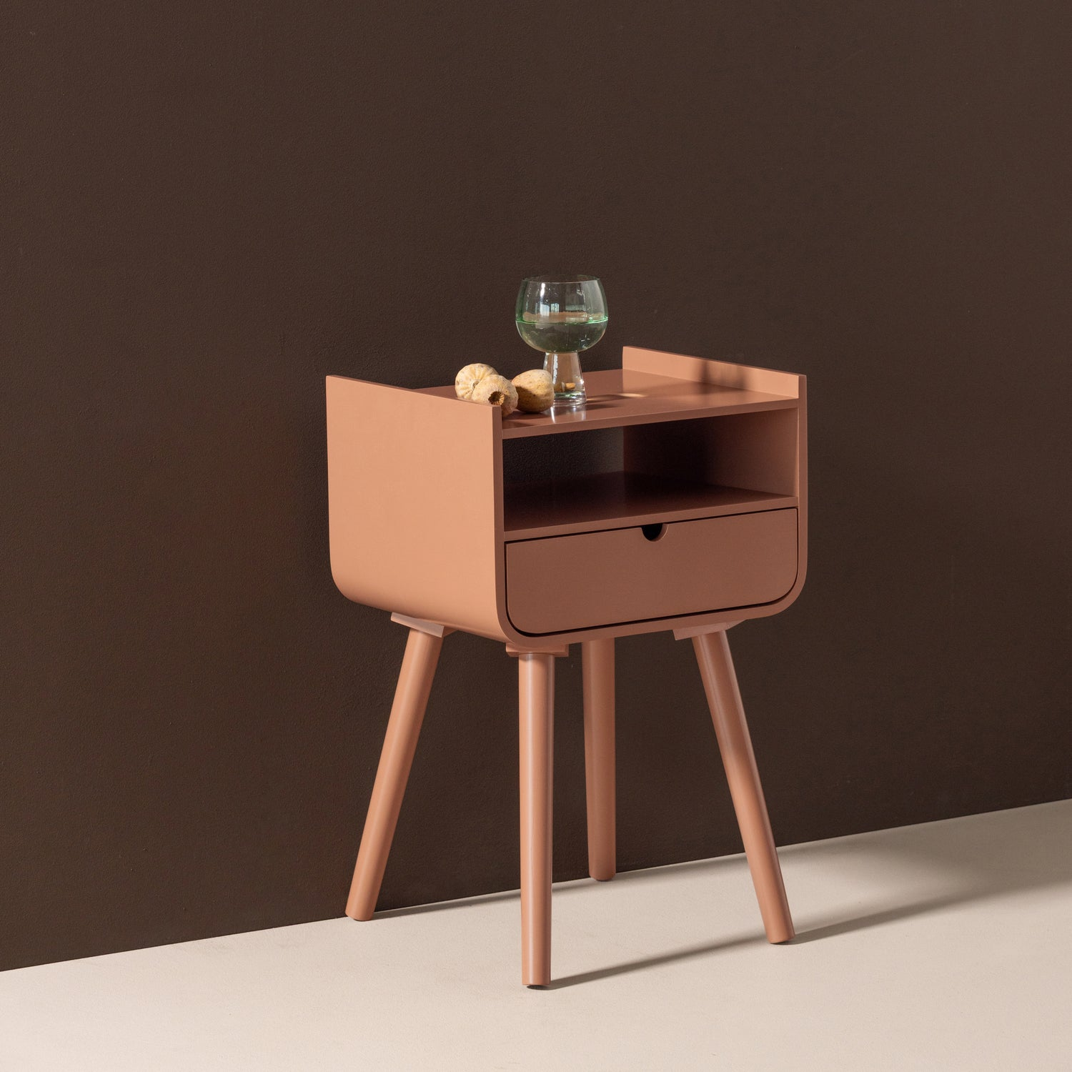 Nils nachtkastje/bijzettafel hout oudroze [fsc]