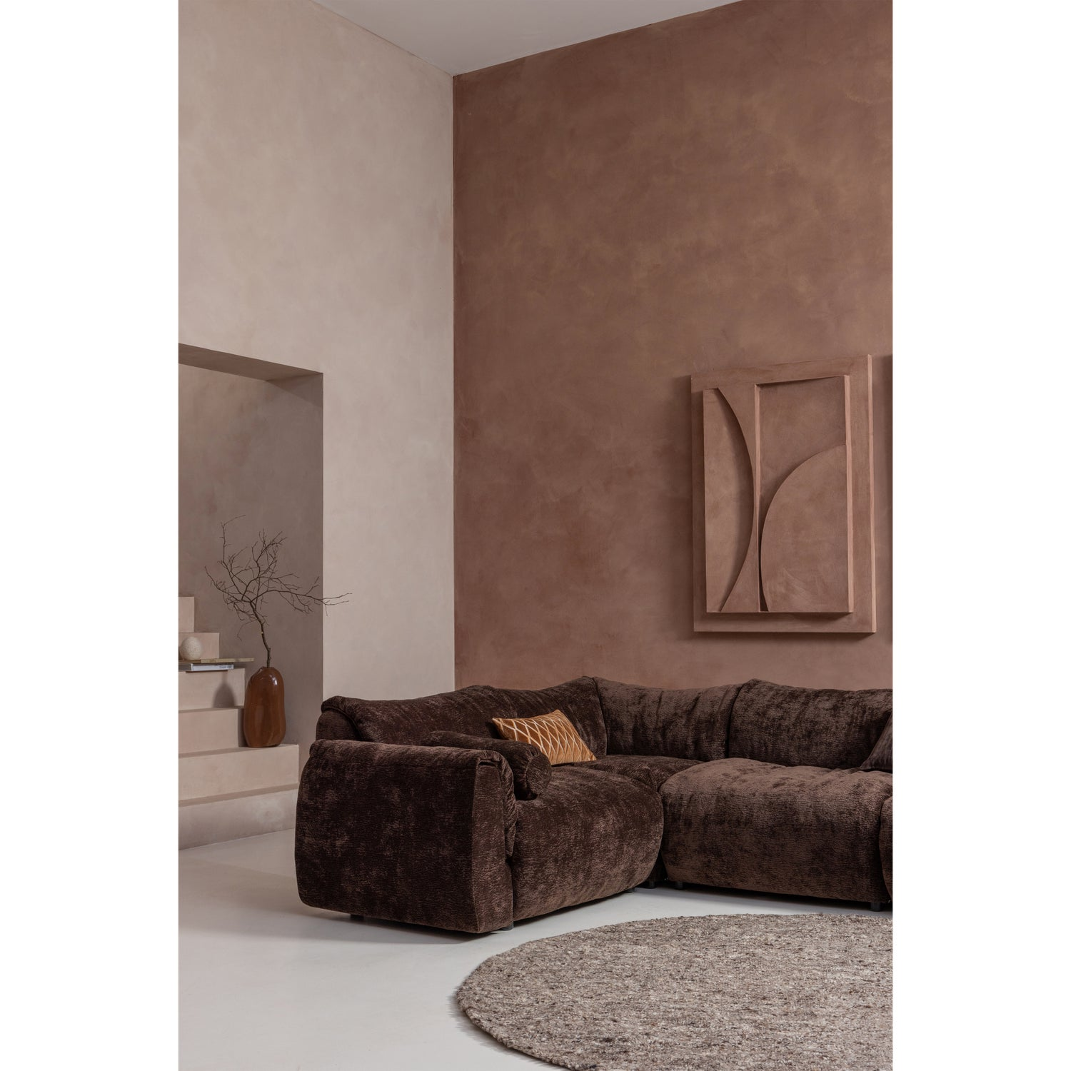 Baggy 1-zits element geweven chenille oudroze
