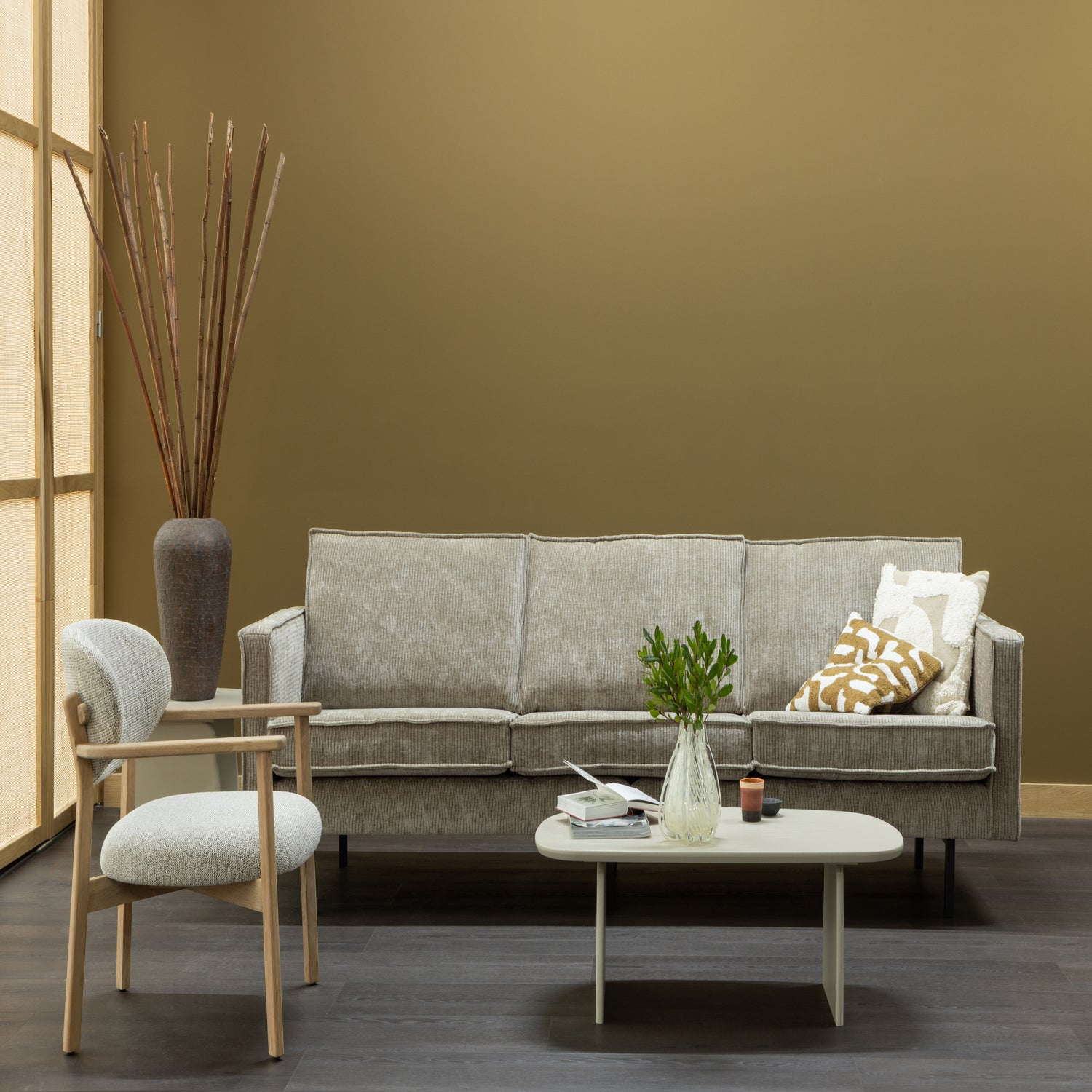 Udar fauteuil naturel met houten frame naturel