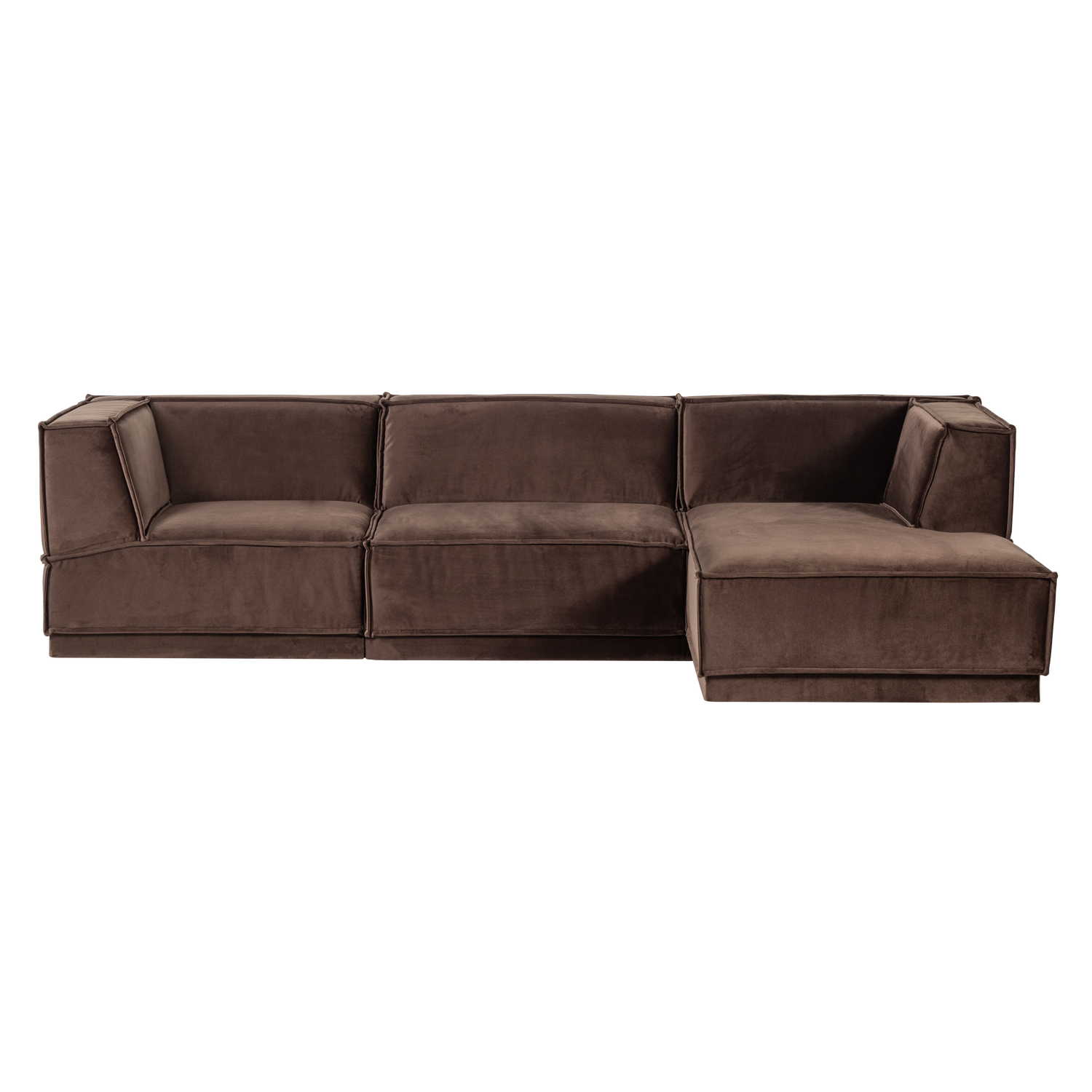 Manu chaise longue bank rechts velvet bruin [fsc]