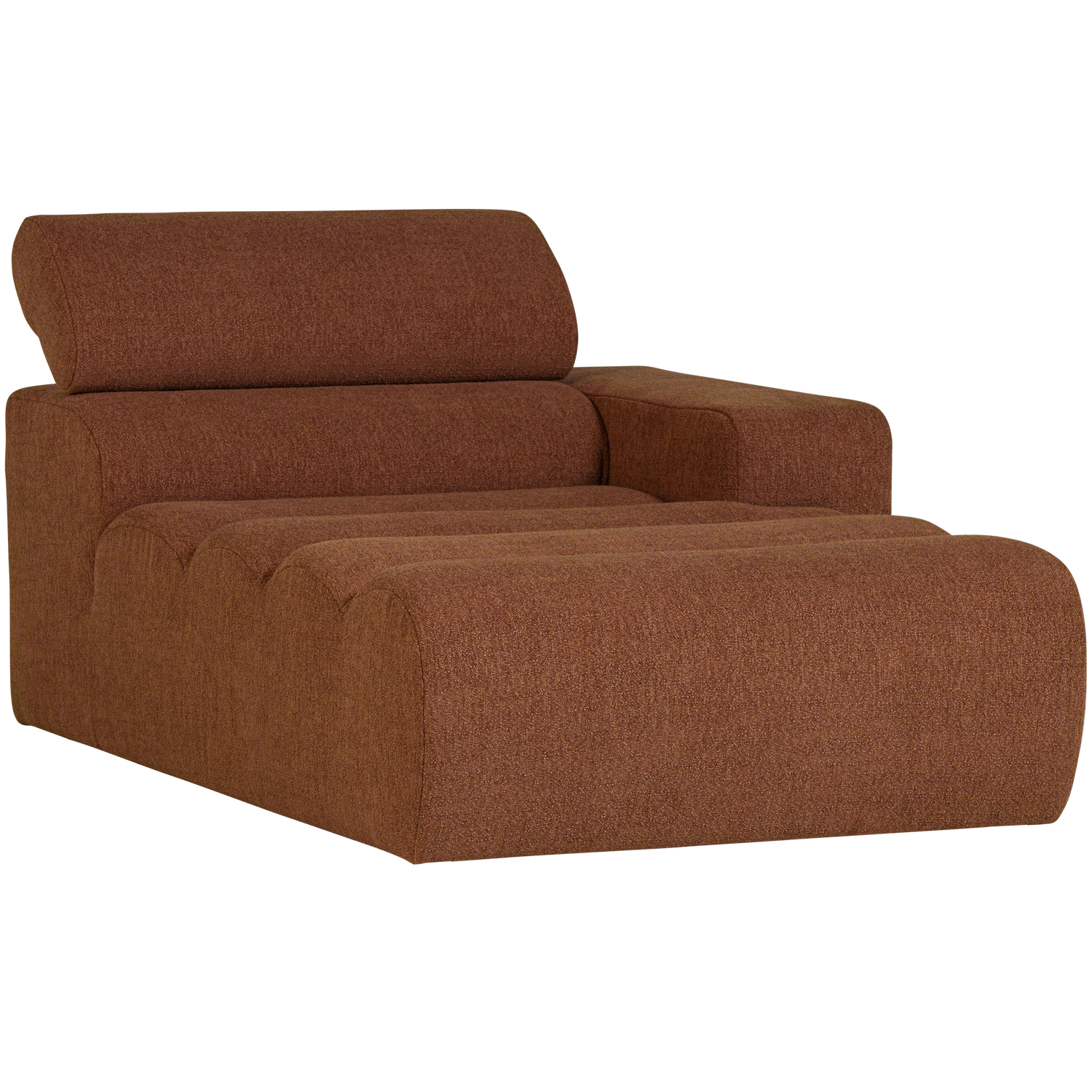 Novi chaise longue element arm rechts boucle karamelbruin