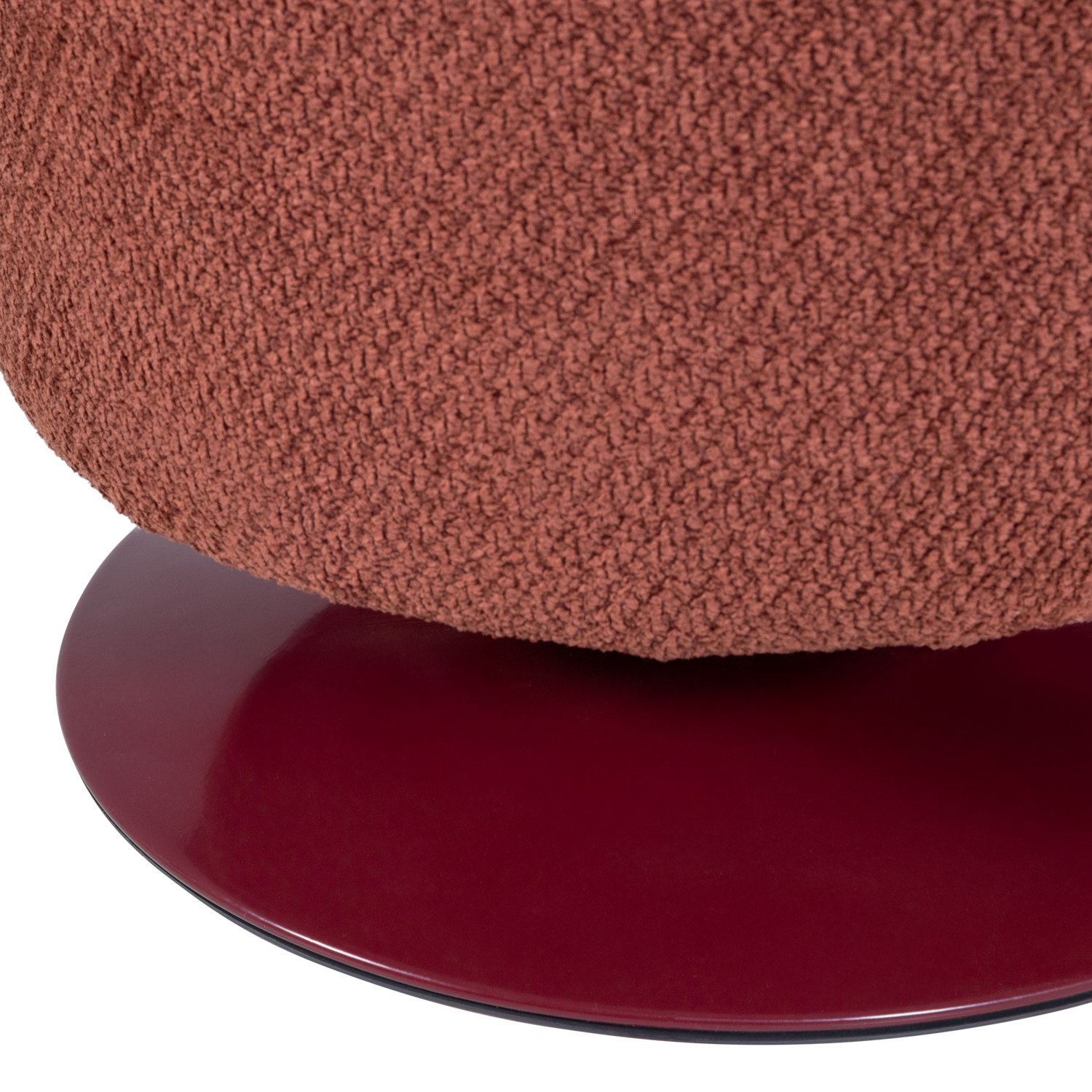 Islen poef met draaivoet boucle bordeauxrood