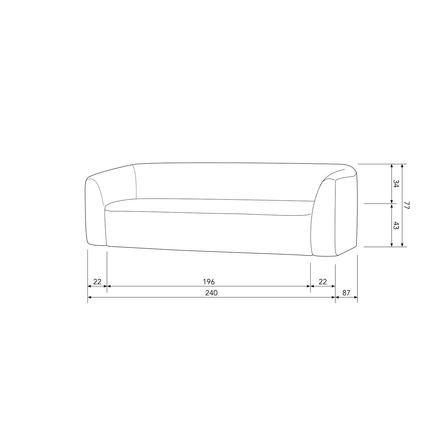 Sloping 3-zits bank structure velvet mountain