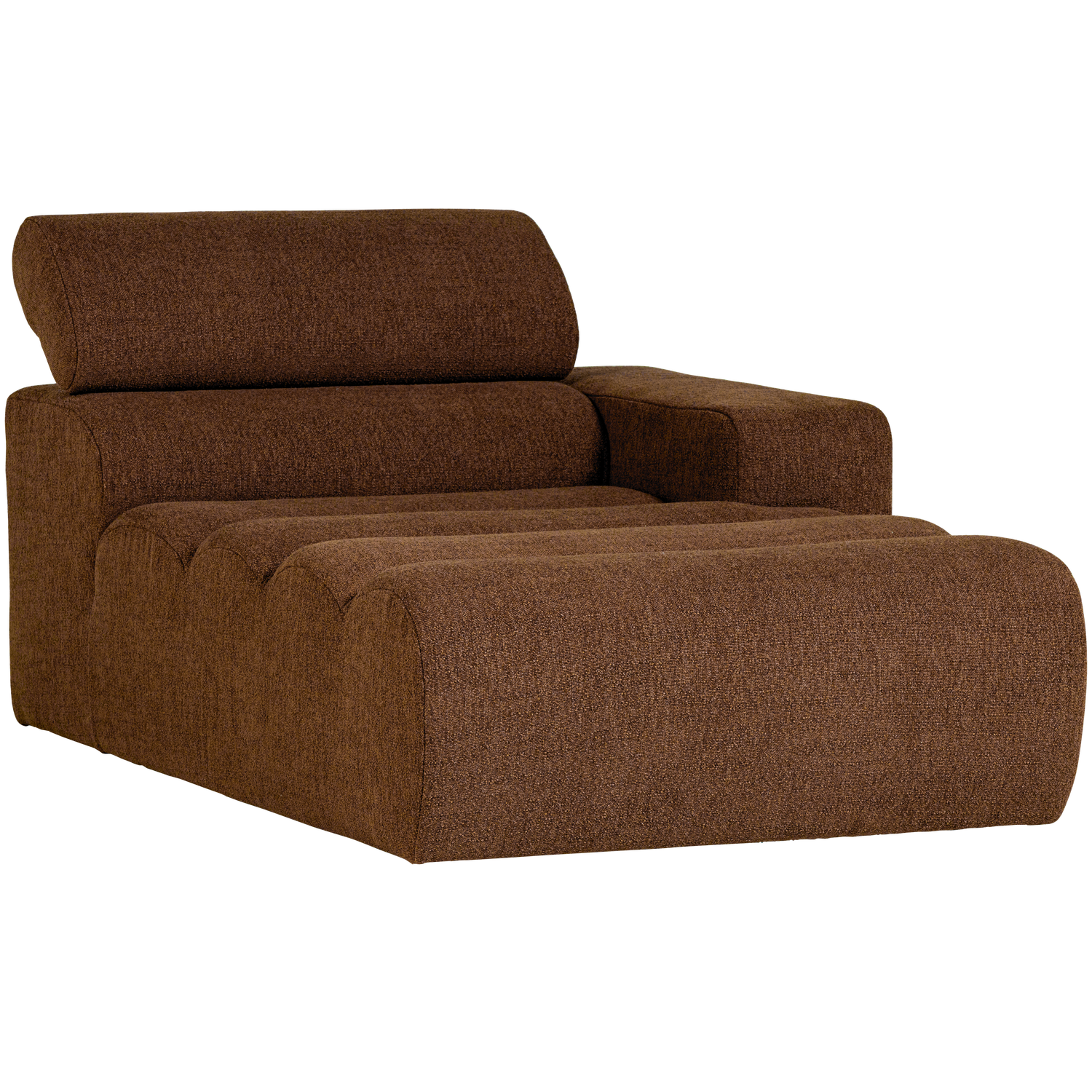 Novi chaise longue element arm rechts boucle karamelbruin