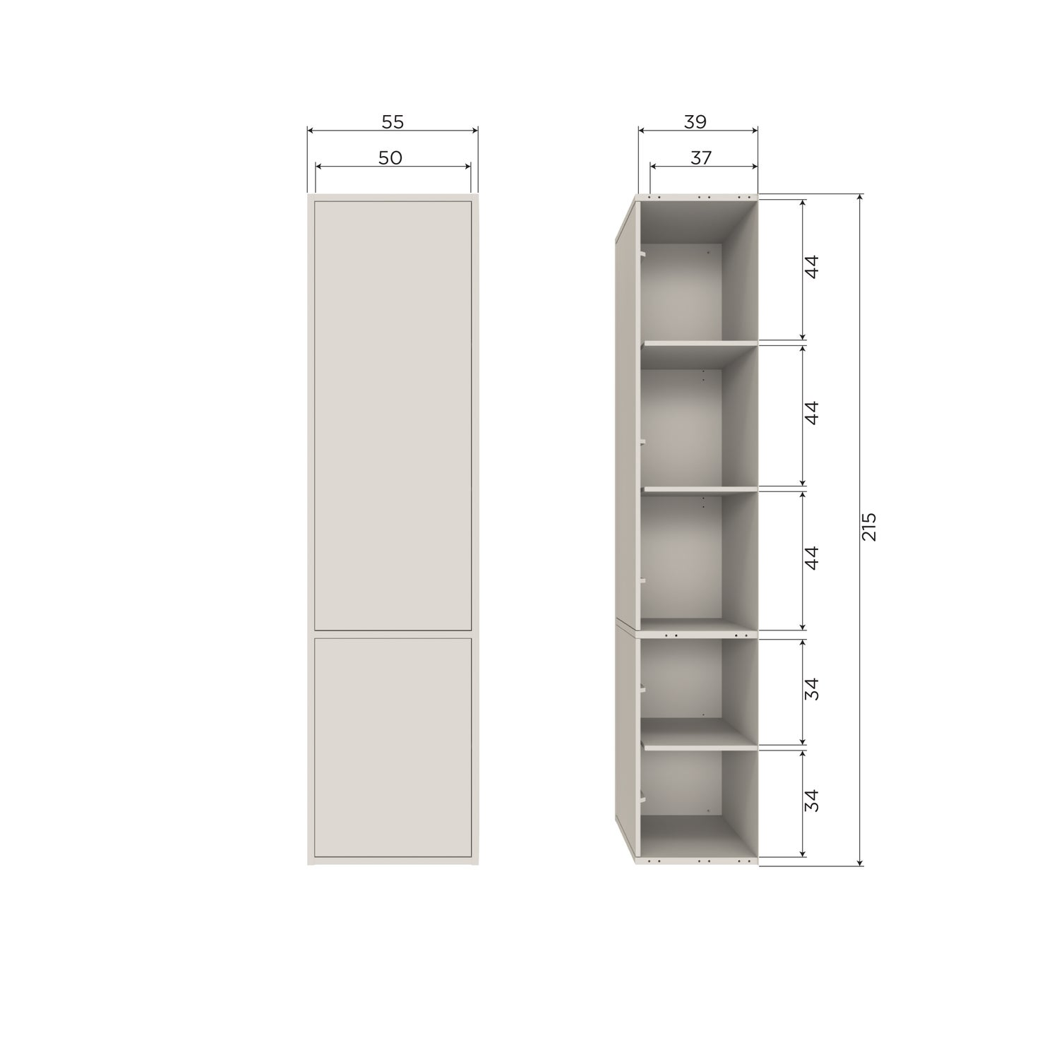 Meggy smalle opbergkast 55 cm grenen dust [fsc]