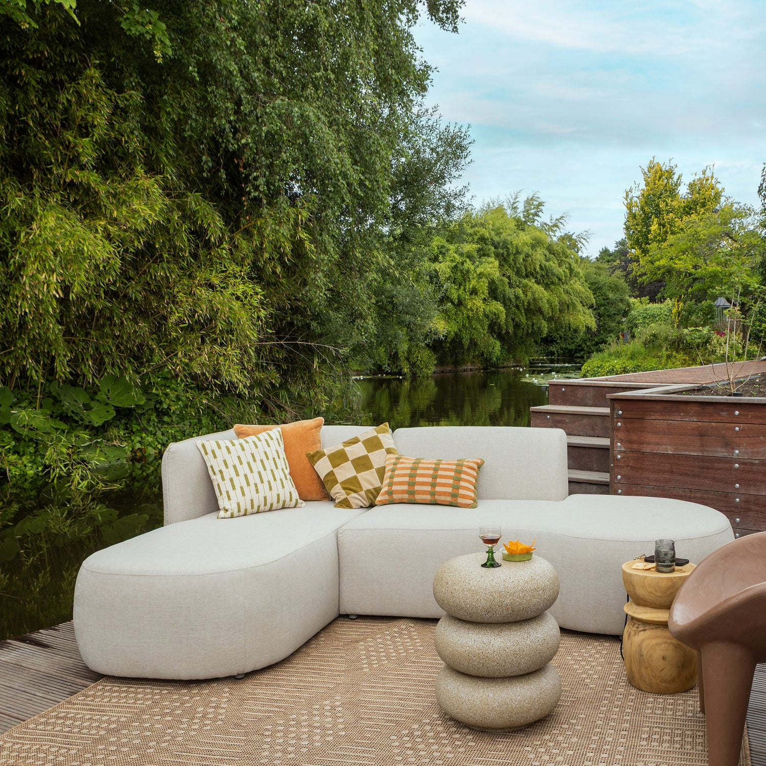Chios tuin loungeset organisch links naturel