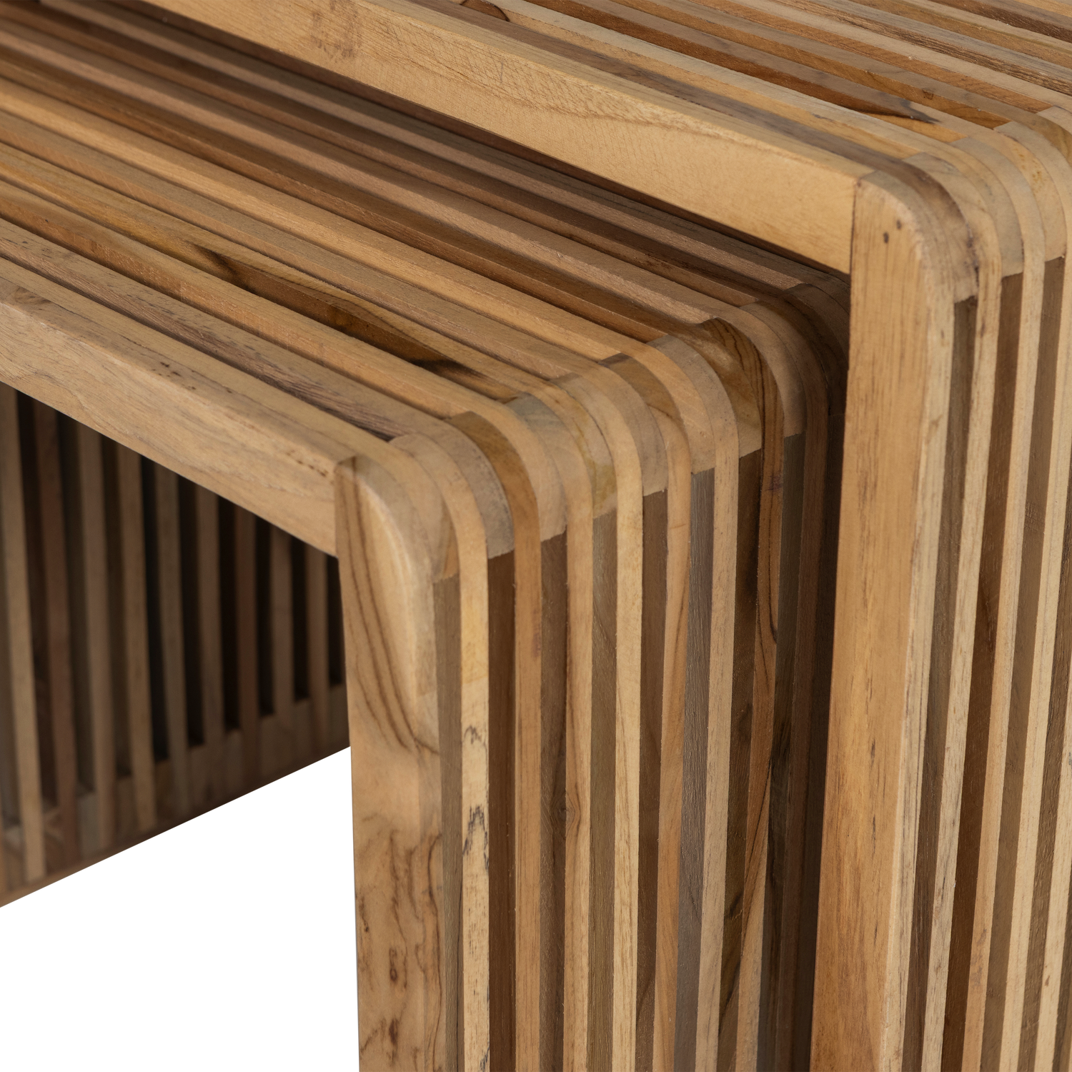 Jasmijn bijzettafel recycled teak naturel - set van 2