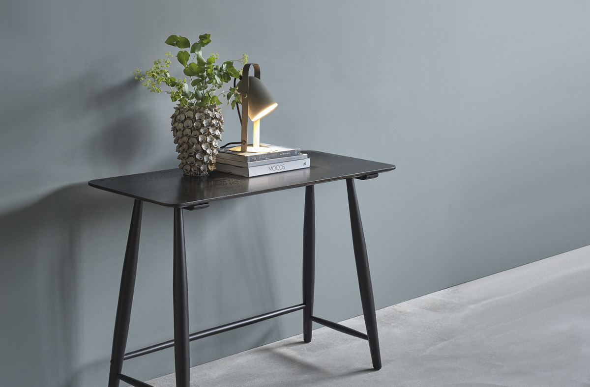 Bast houten bureau zwart - 100 x 44,5 cm