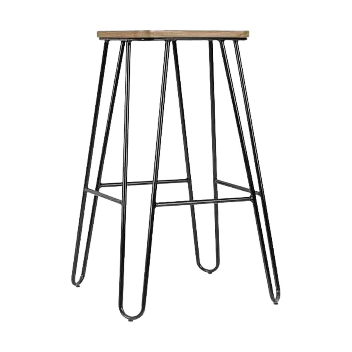 Wire metalen barkruk zwart - met houten zitting - 65 cm