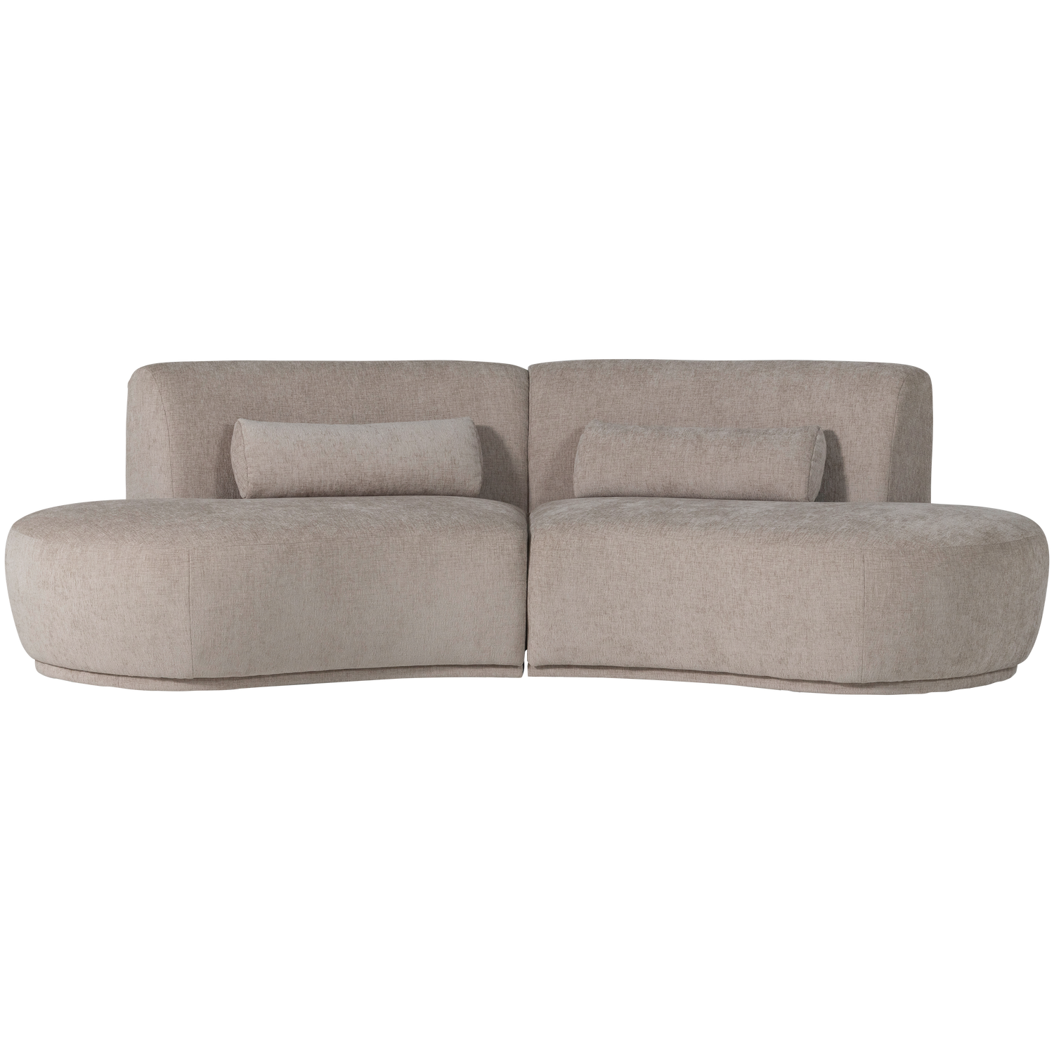 Batavier half ronde bank 4-zits velvet lichtbruin melange