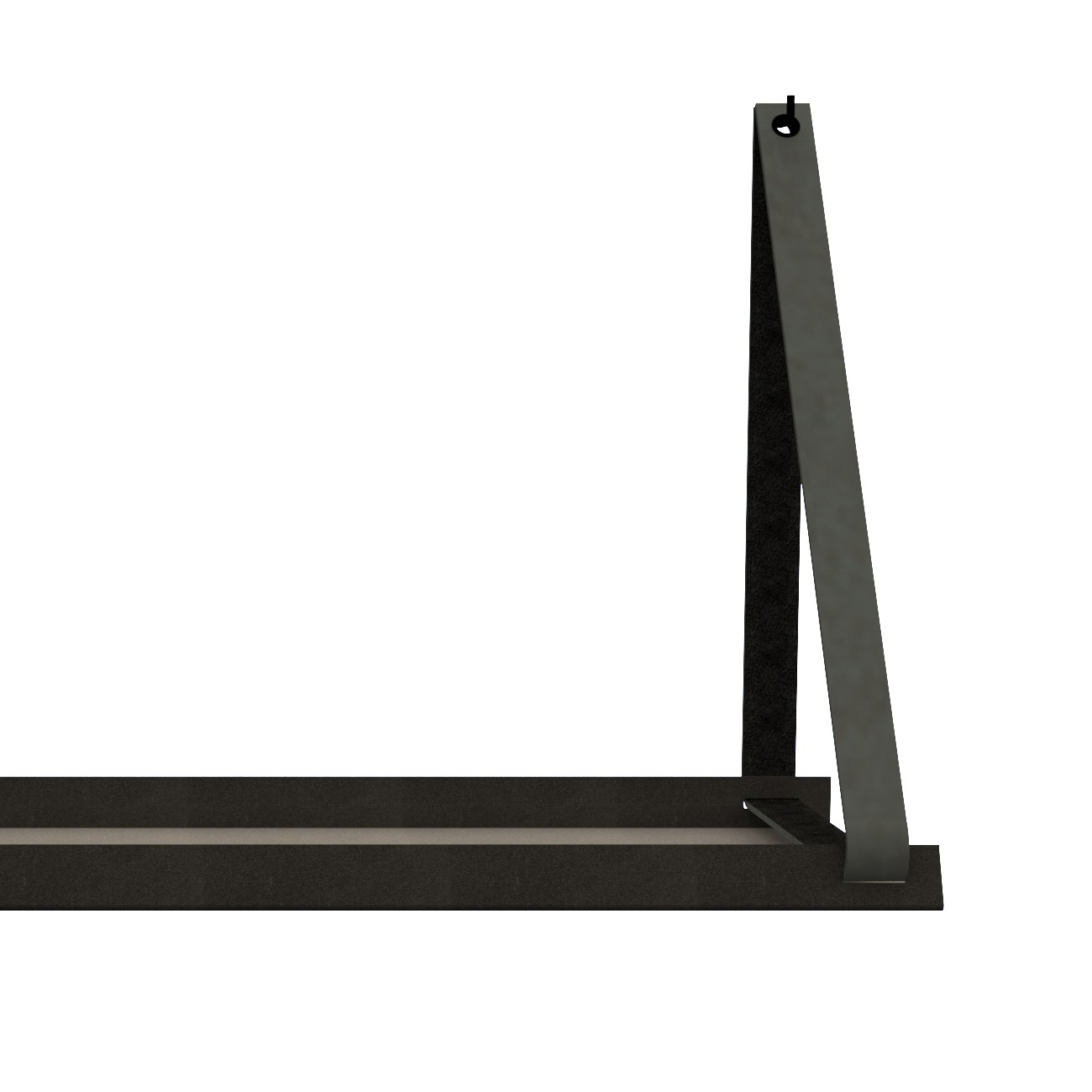 Stalen wandplank 70x20cm - incl. leren plankdragers