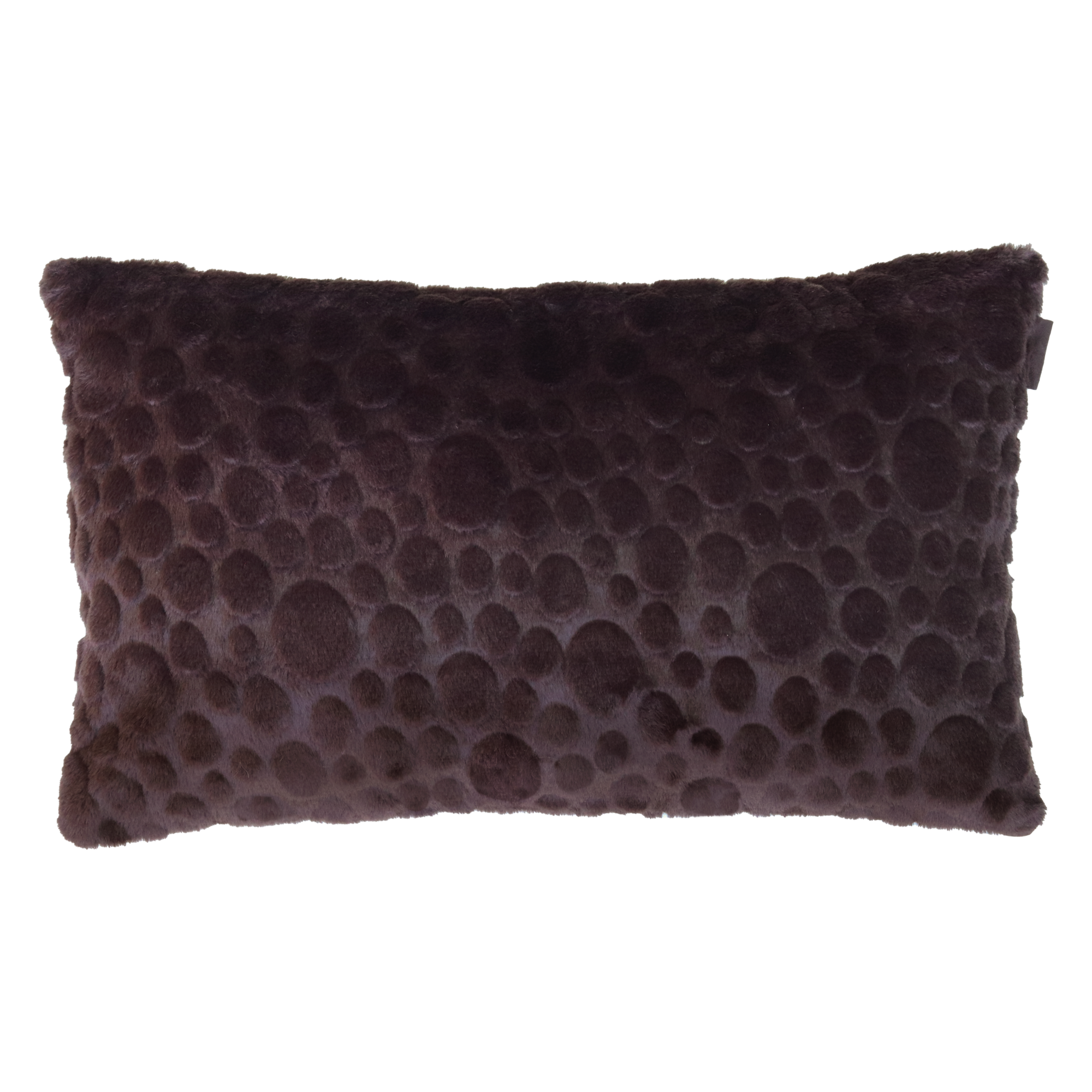 Kussen bont suede dot dark chocolate