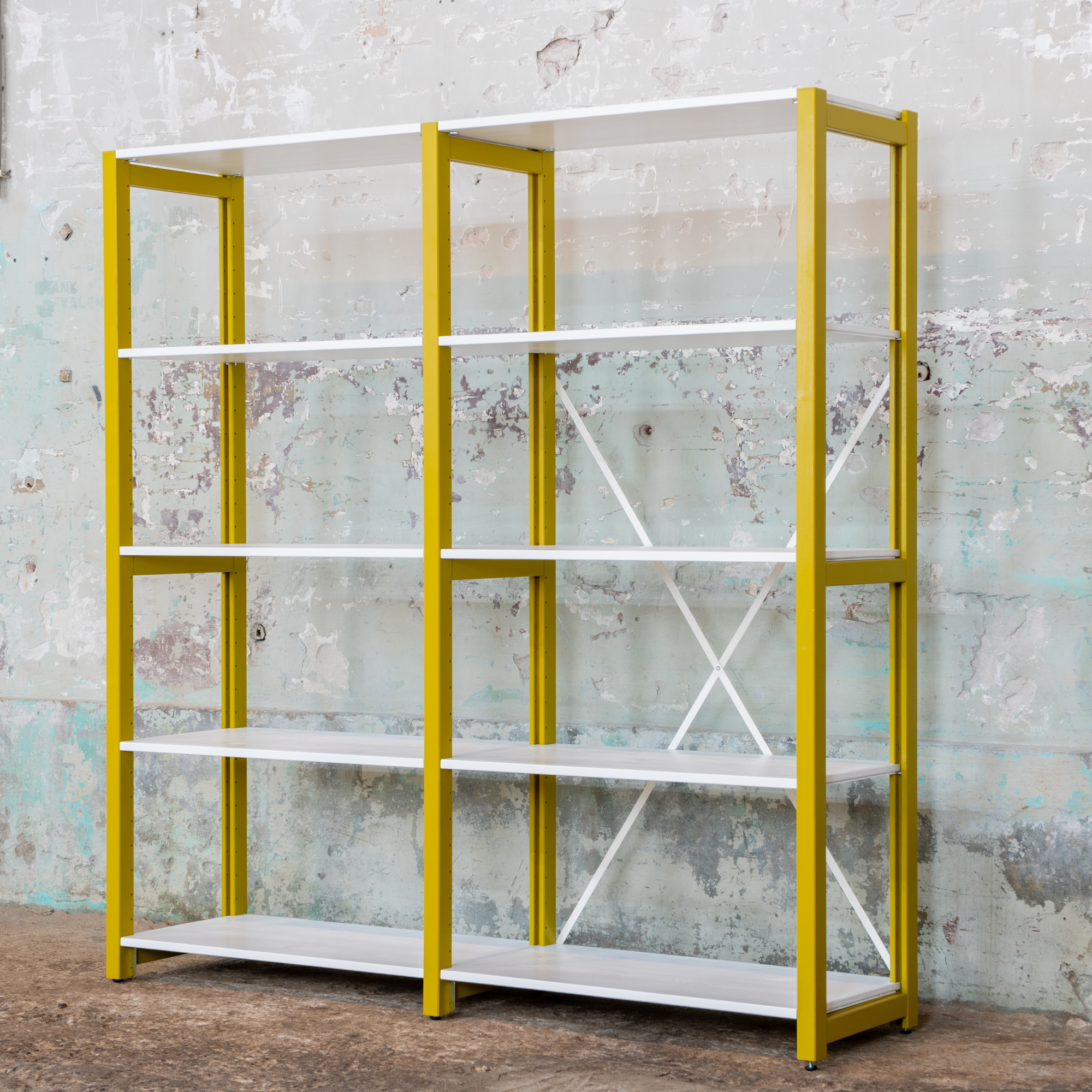 Lundia Original | Lage Boekenkast | Signaalwit en Mustardgreen