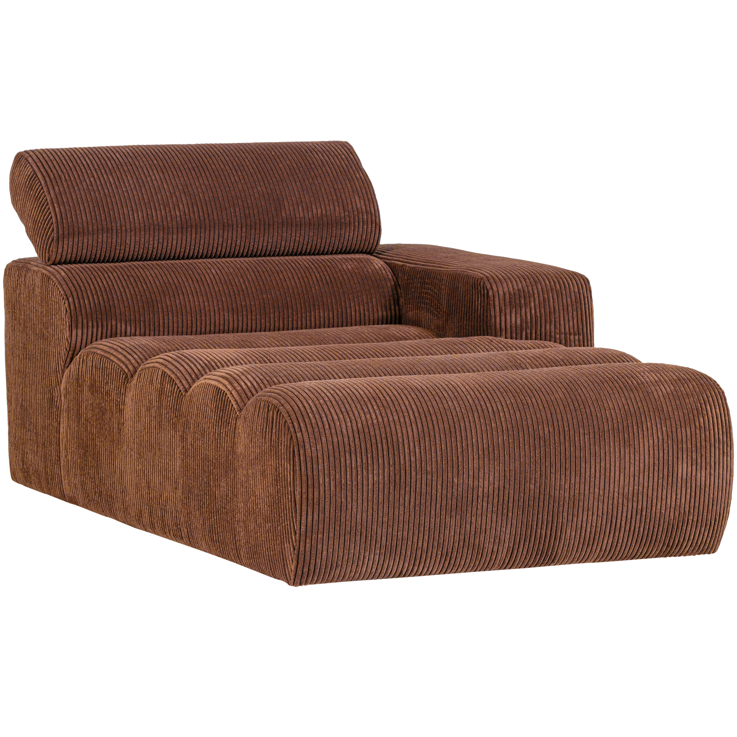 Novi chaise longue element arm rechts boucle karamelbruin