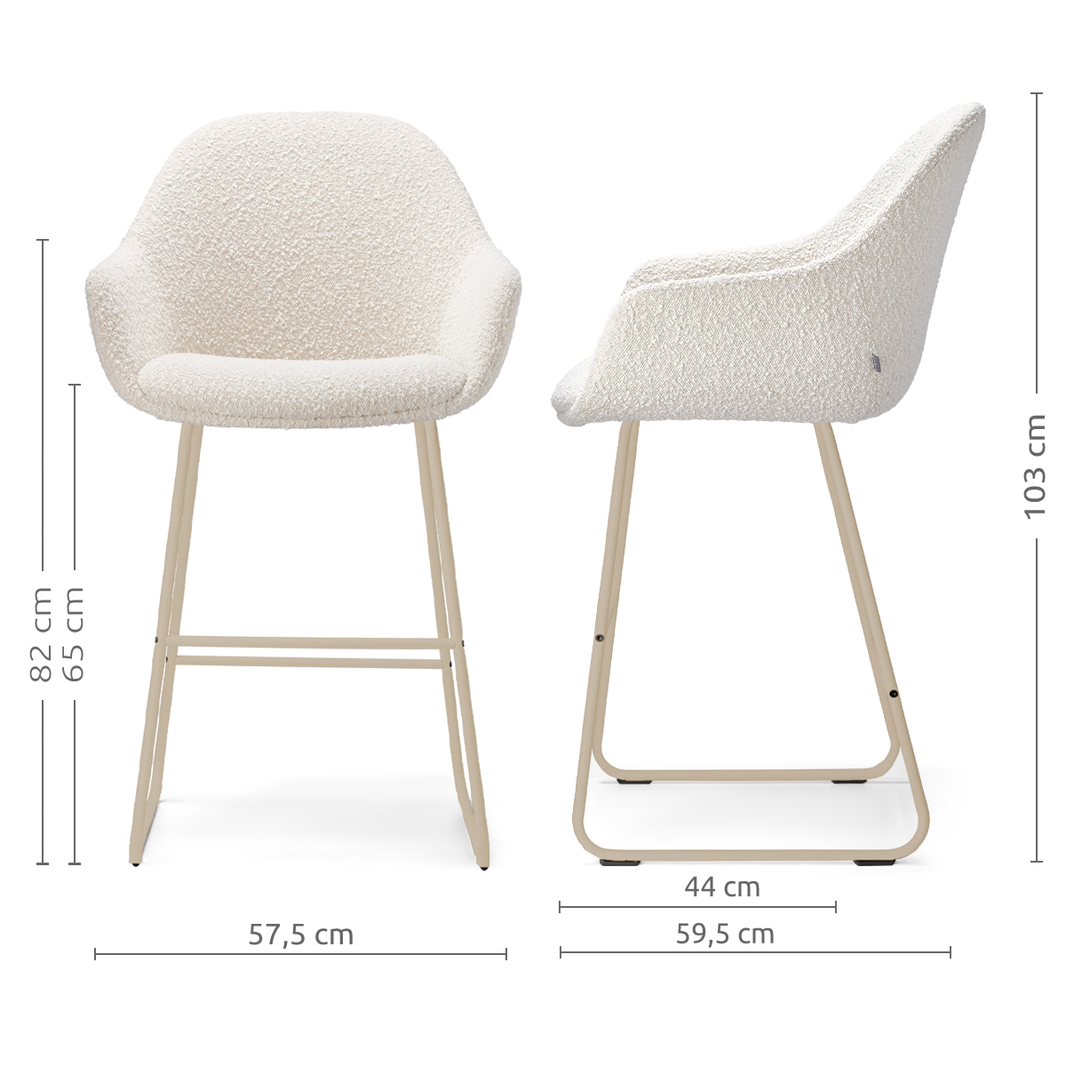 barkruk nino-mae beige onderstel