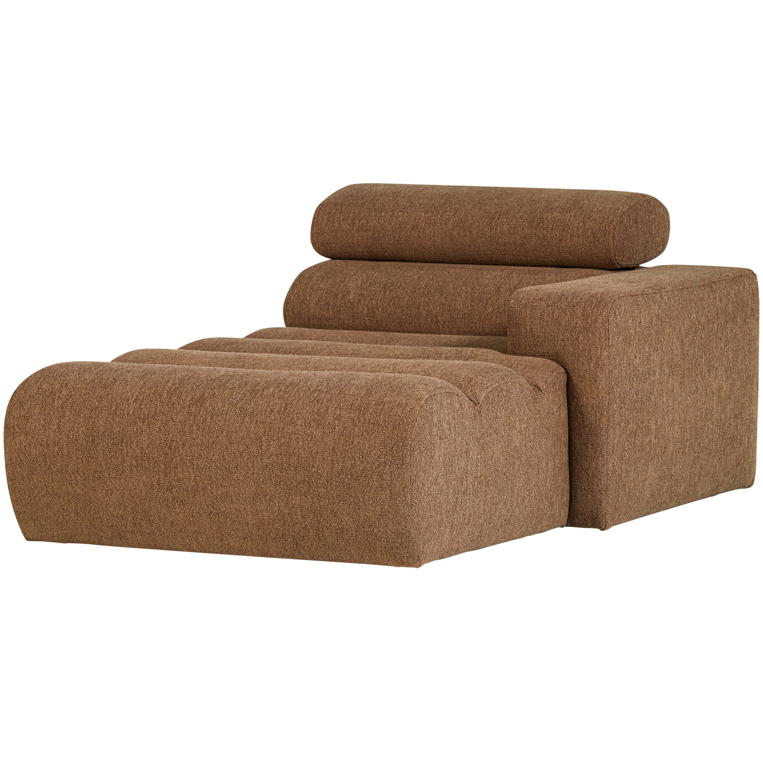 Novi chaise longue element arm rechts boucle karamelbruin