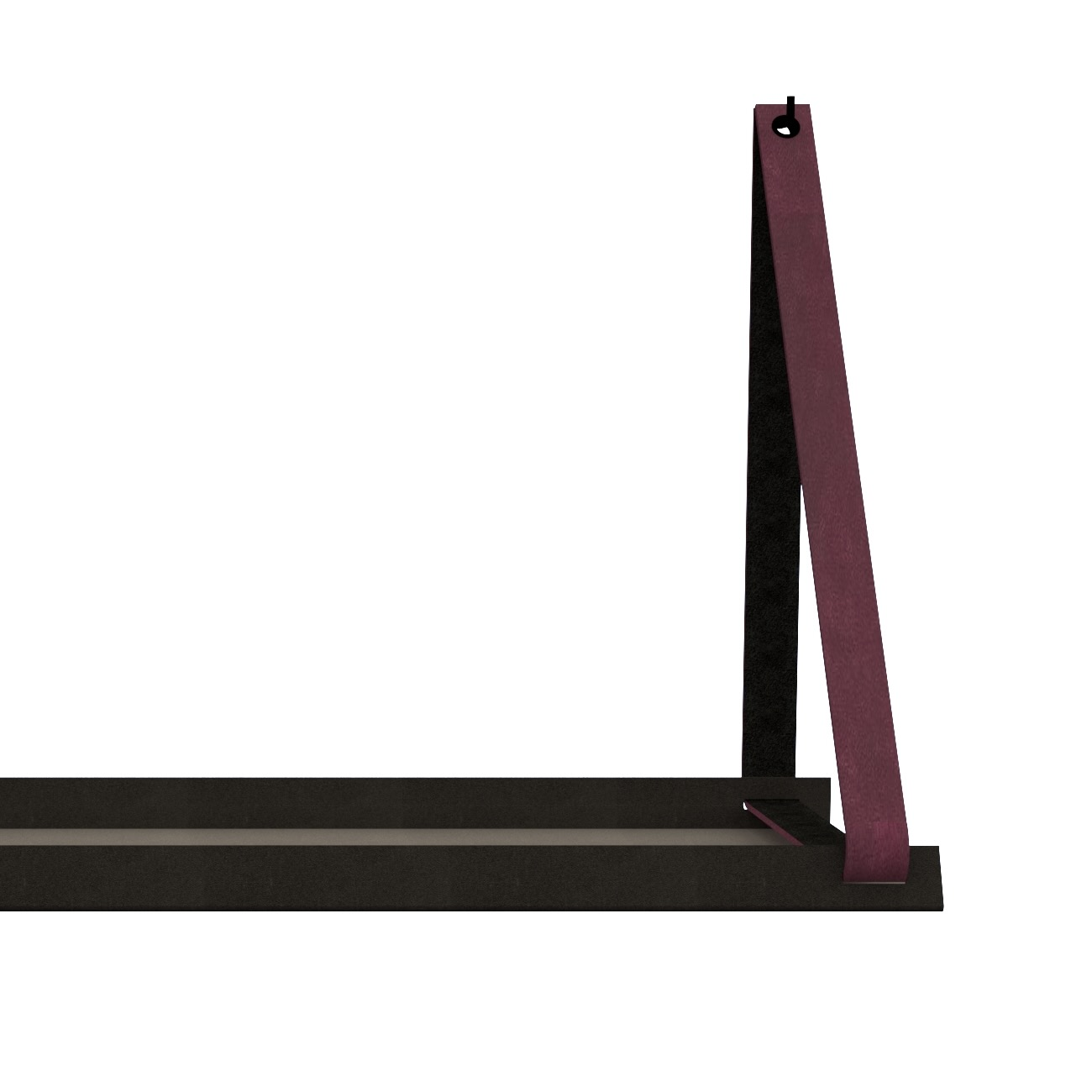 Stalen wandplank 70x20cm - incl. leren plankdragers