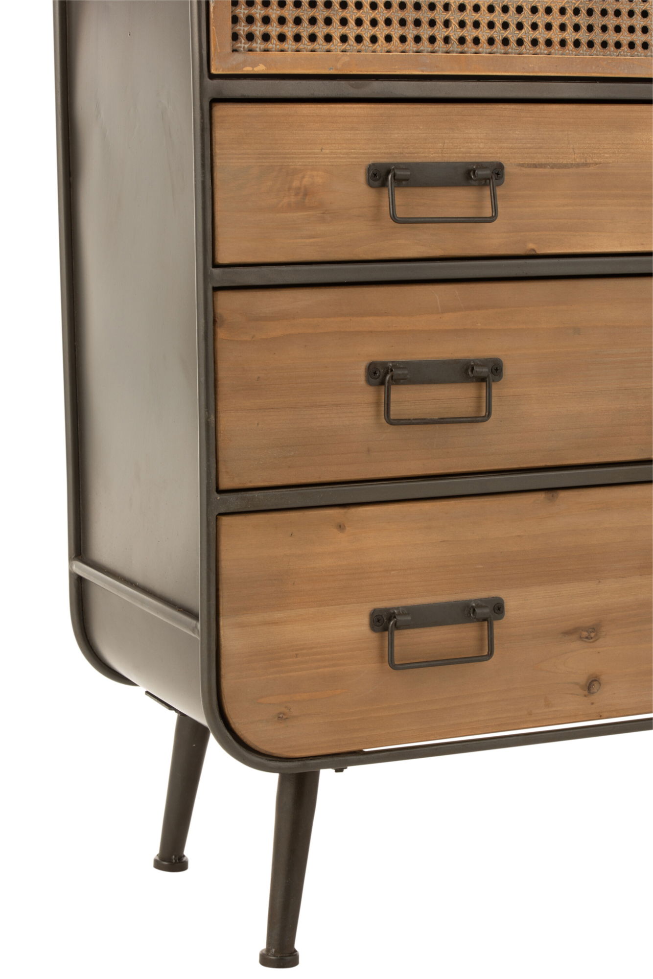 Wandkast metaal/hout Zwart/Naturel