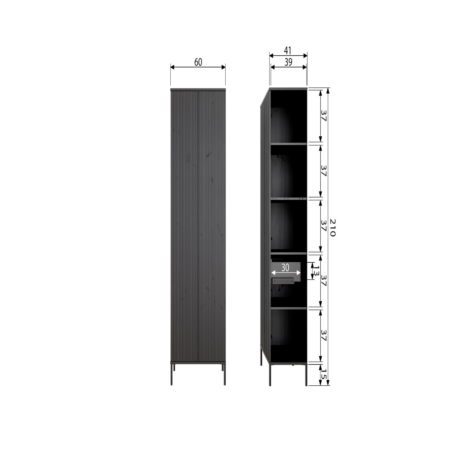 New gravure hoge kast met lade grenen dust [fsc]