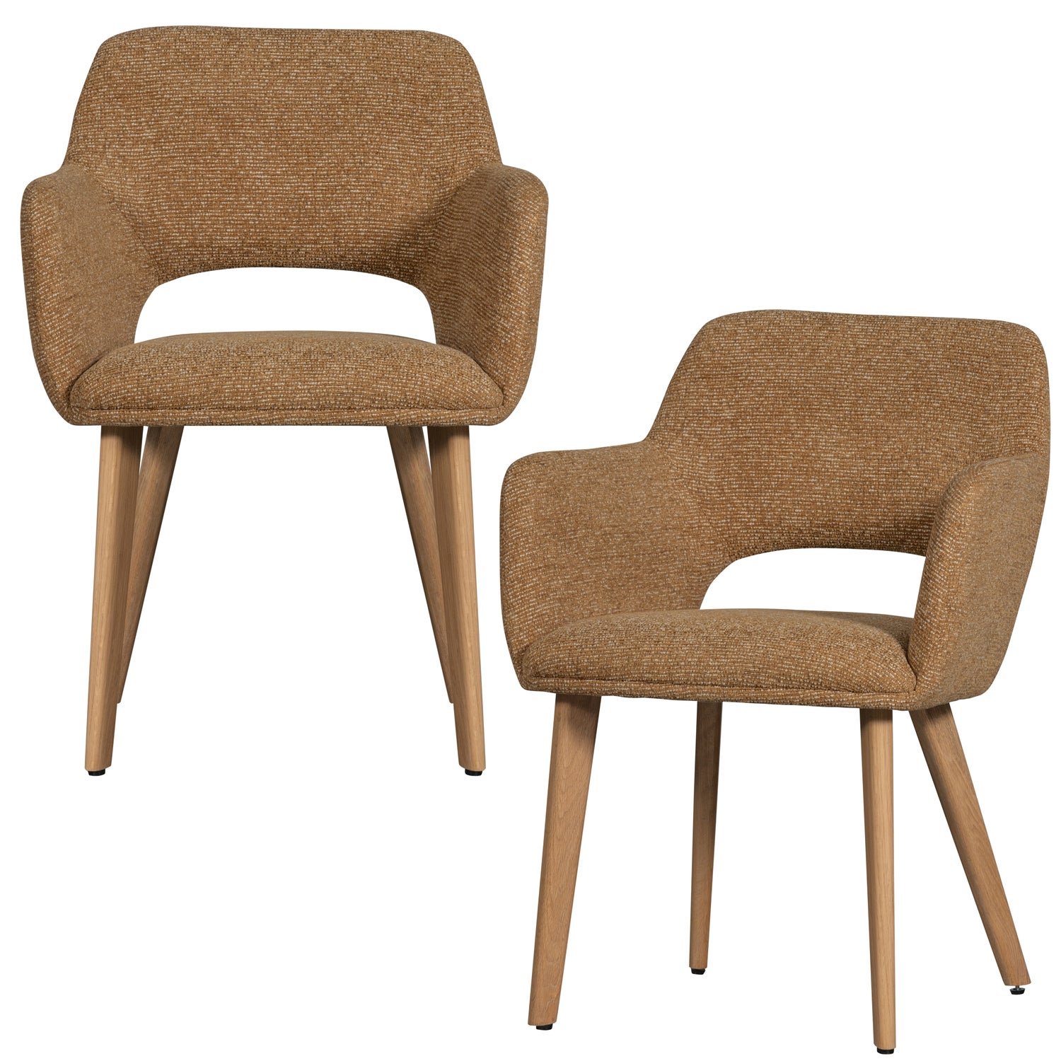 Murat eetkamerstoel taupe met houten poot naturel
