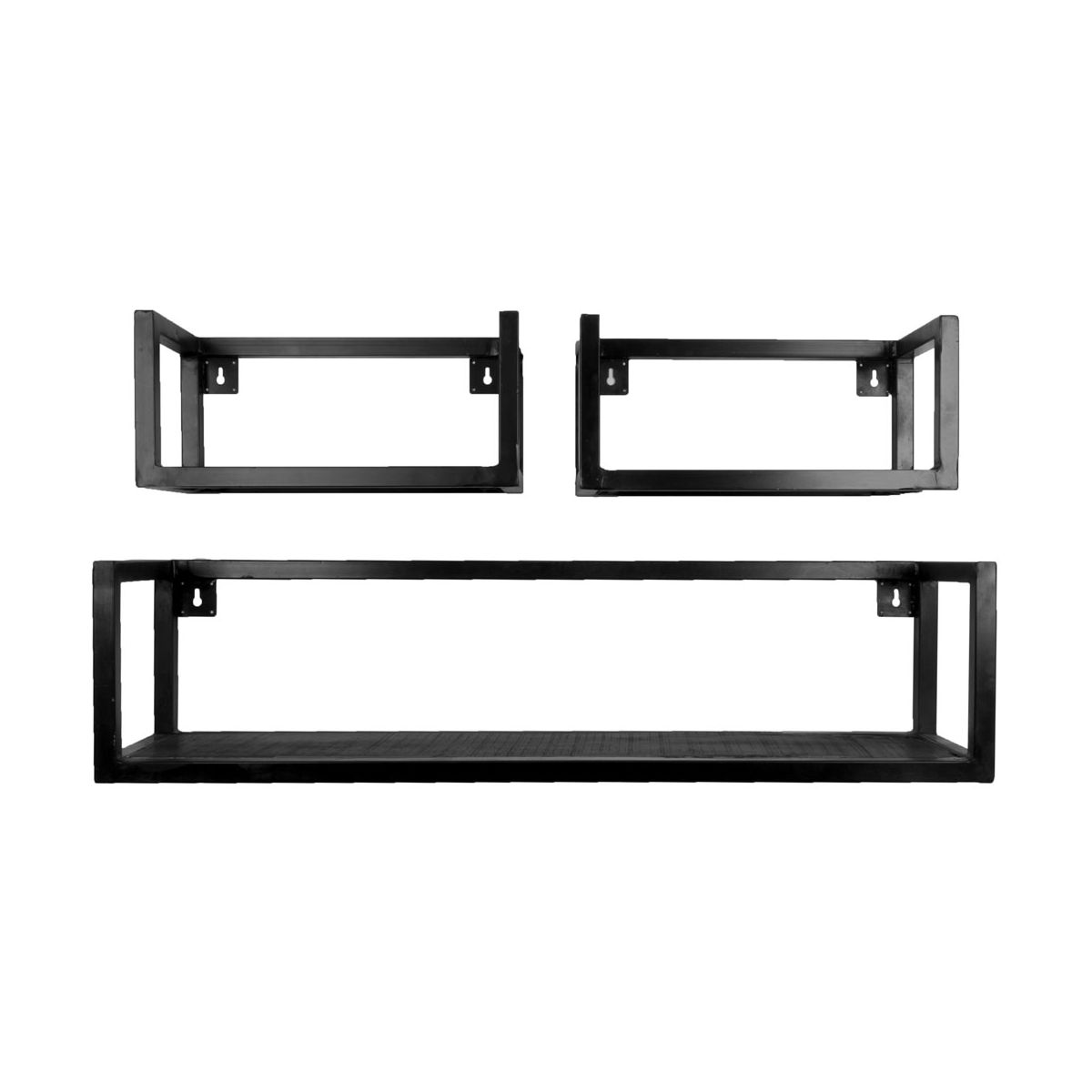Wandplank Vintage Zwart Mangohout - Set 