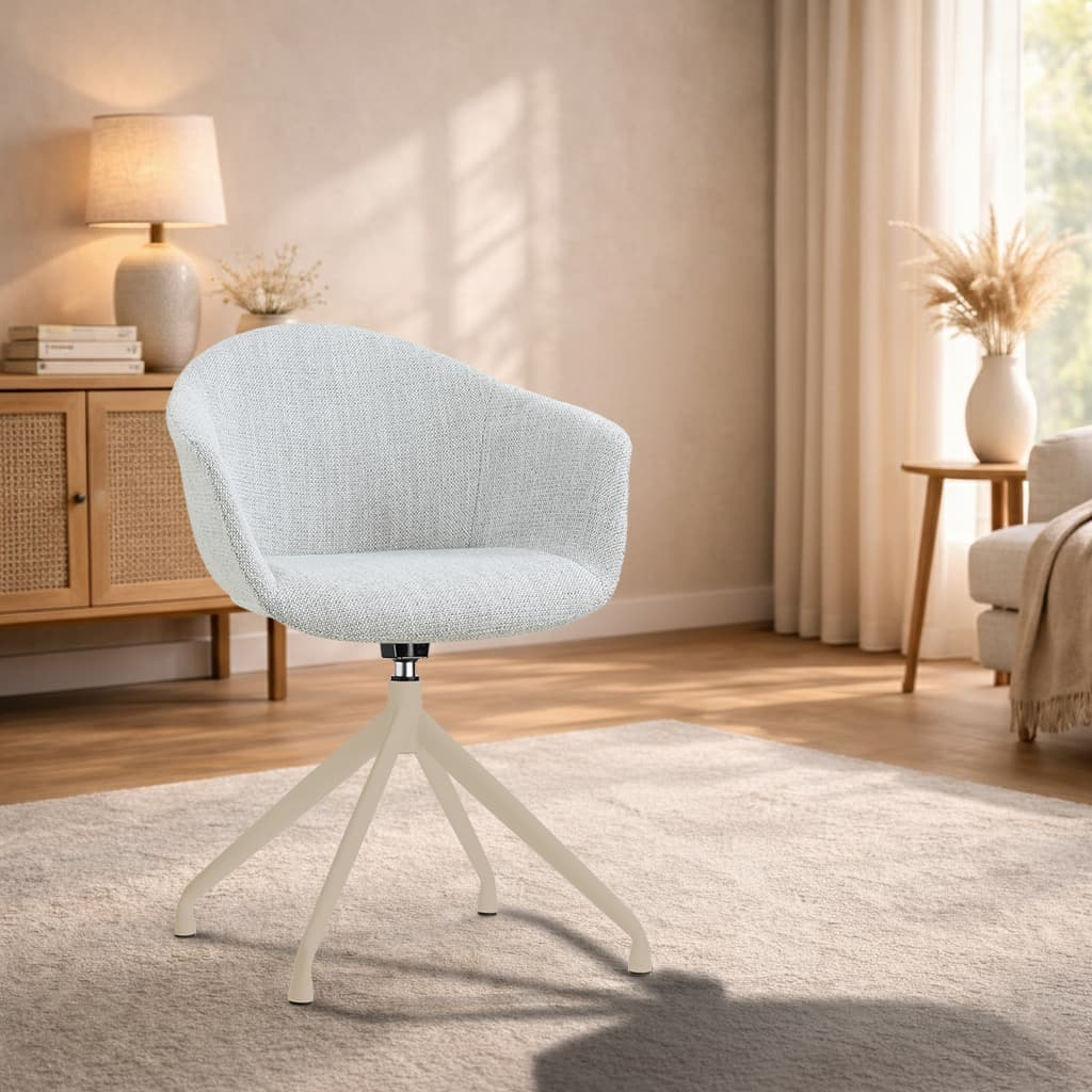 Draaibare eetkamerstoel Nola-Otis met armleuningen - beige onderstel