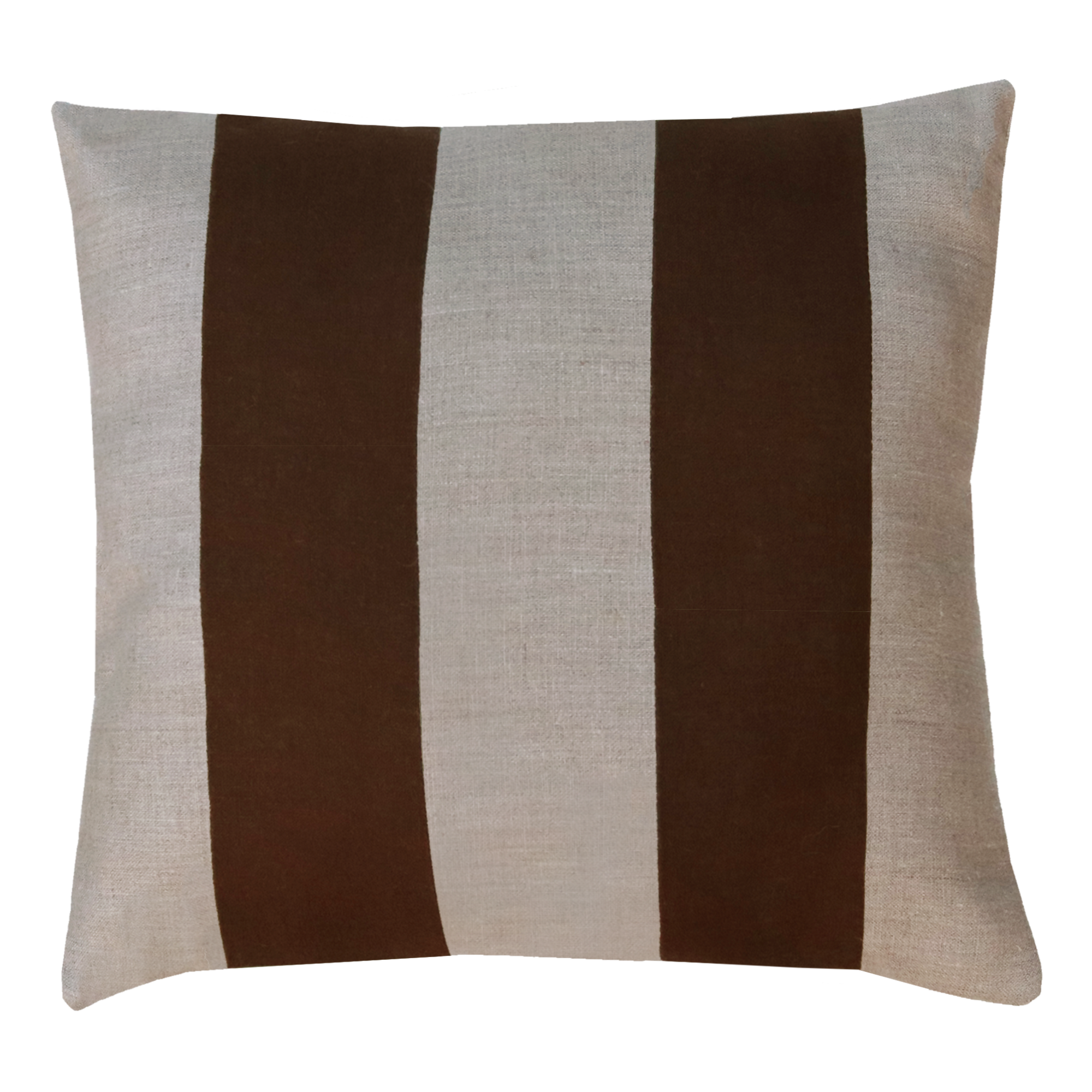 Kussen linnen streep dark chocolate zand