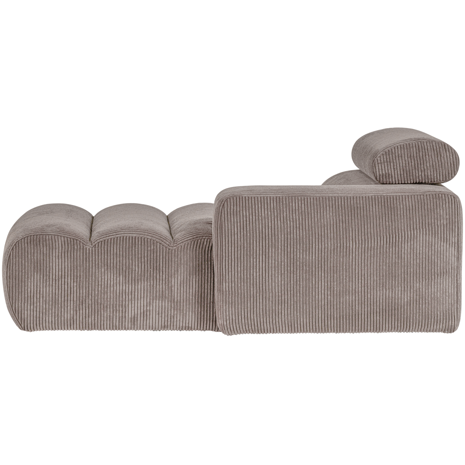 Novi chaise longue element arm rechts boucle karamelbruin