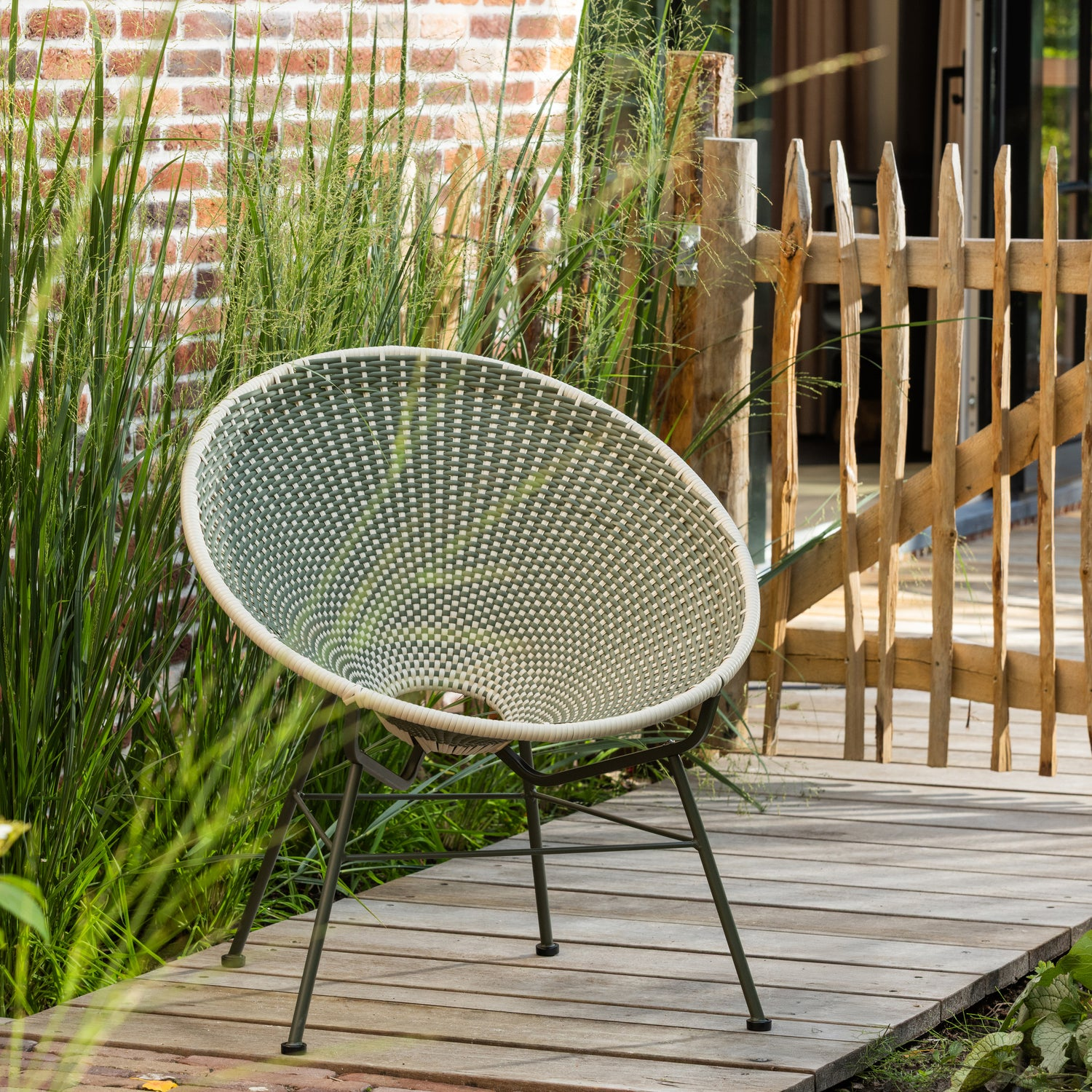 Kazoun tuin loungestoel wicker oranje