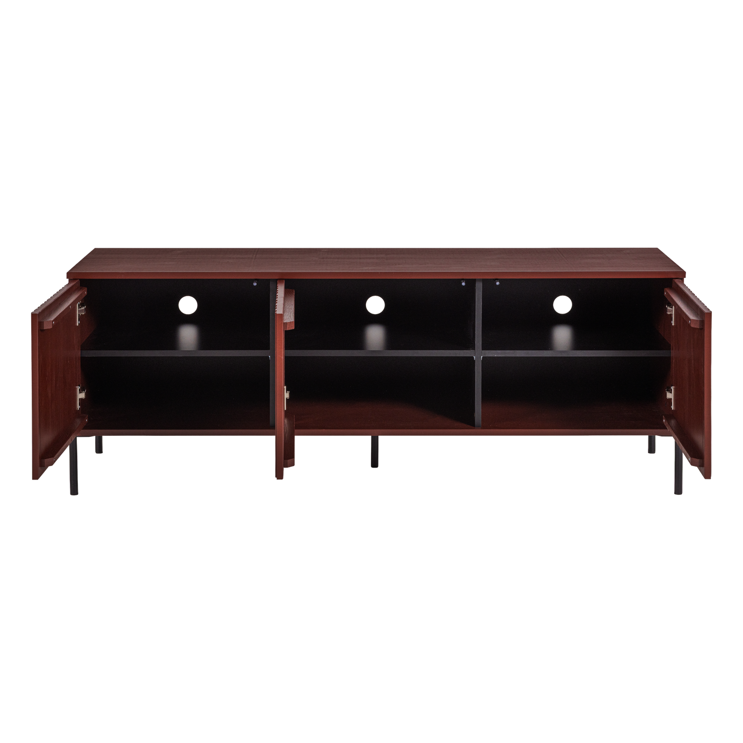 New gravure tv meubel 150 cm grenen bordeauxrood [fsc]