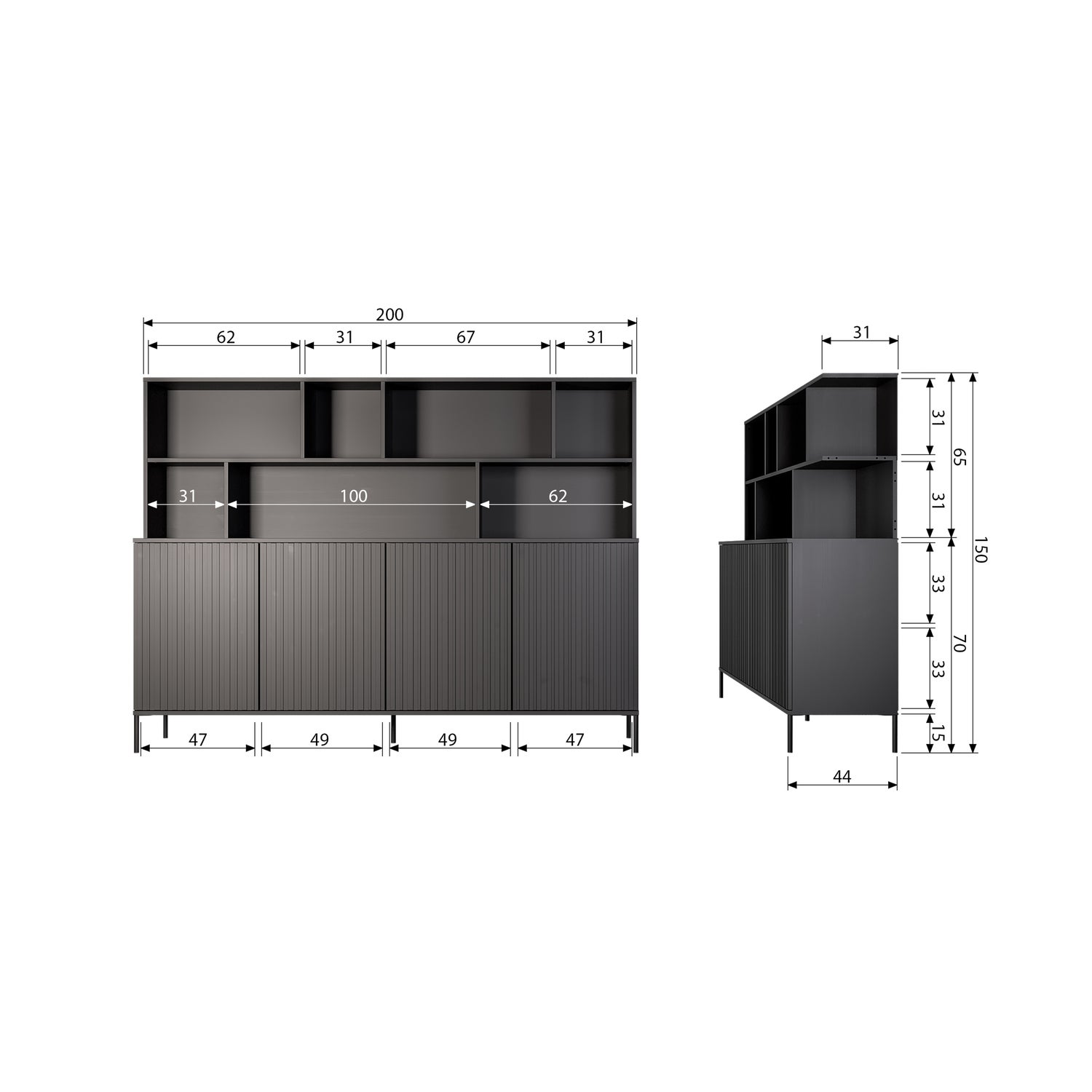 New gravure wandkast grenen dust [fsc]