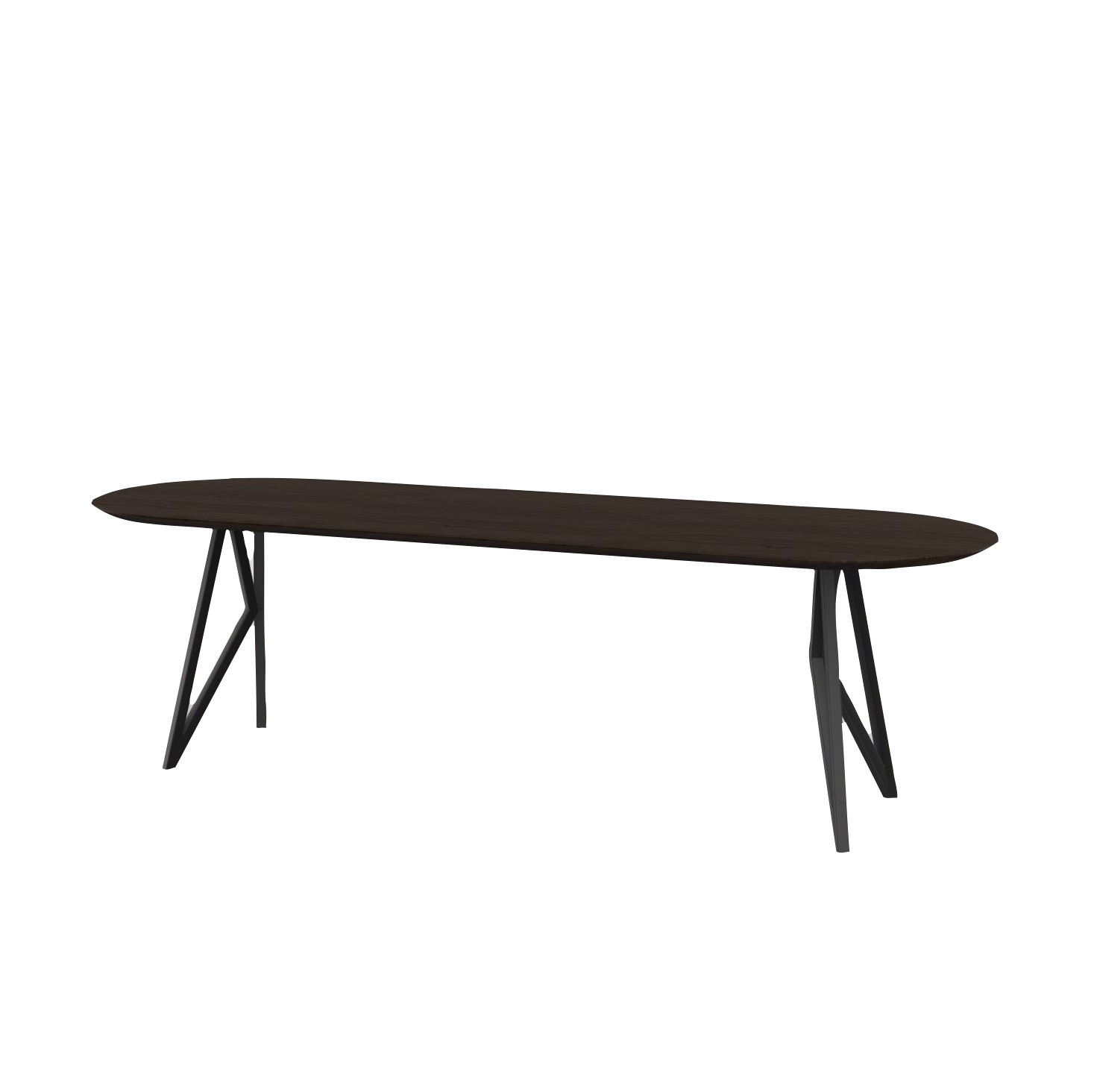 Studio HENK tafel Butterfly Plat ovaal - zwart frame, gerookte beits