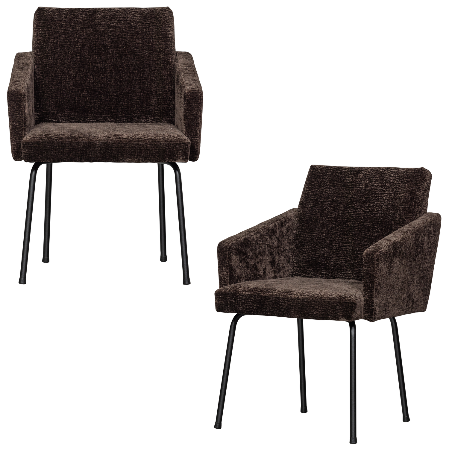 Mount eetkamerstoel met armleuning 3d chenille middenbruin