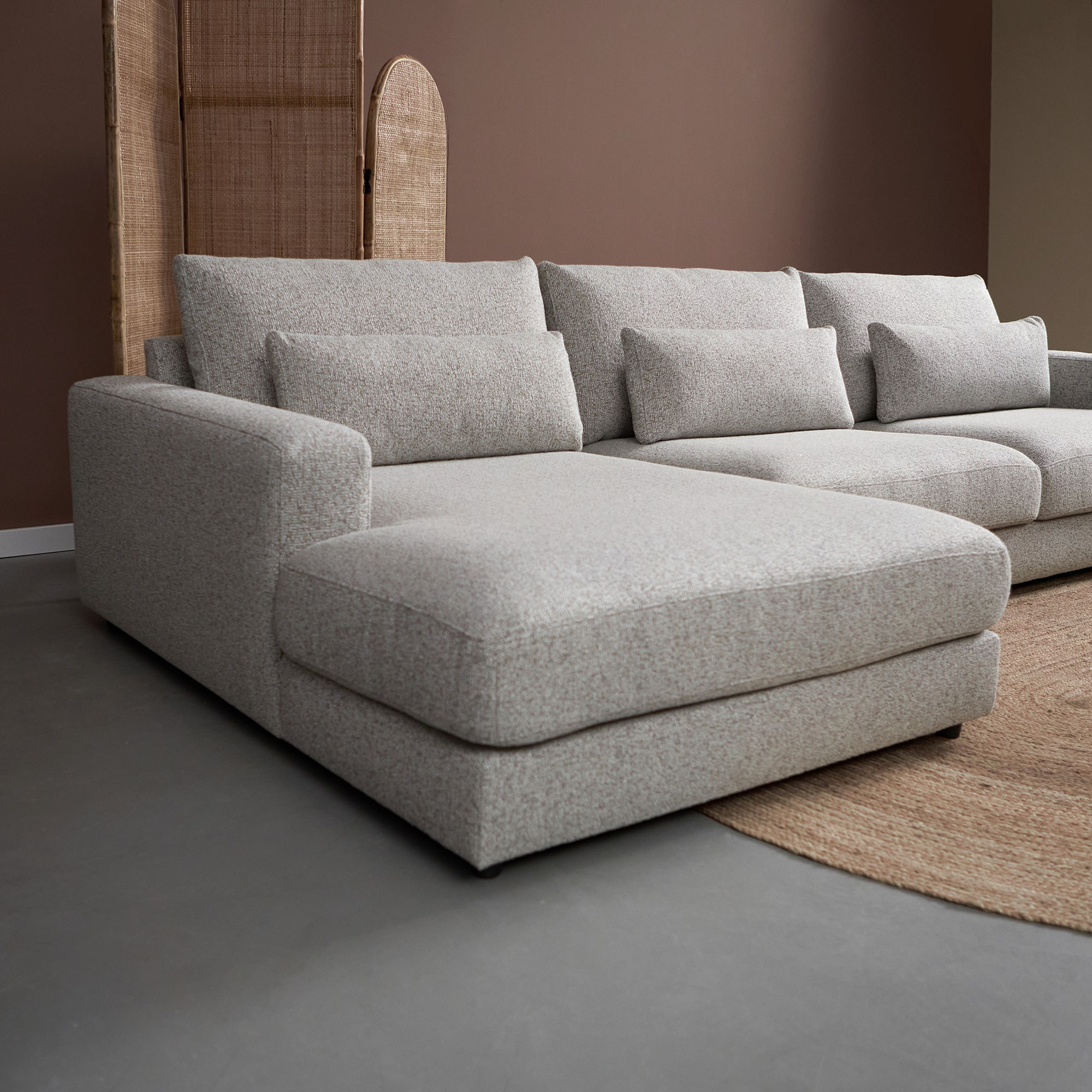 Hoekbank Lusaro Lichtgrijs Chaise Longue