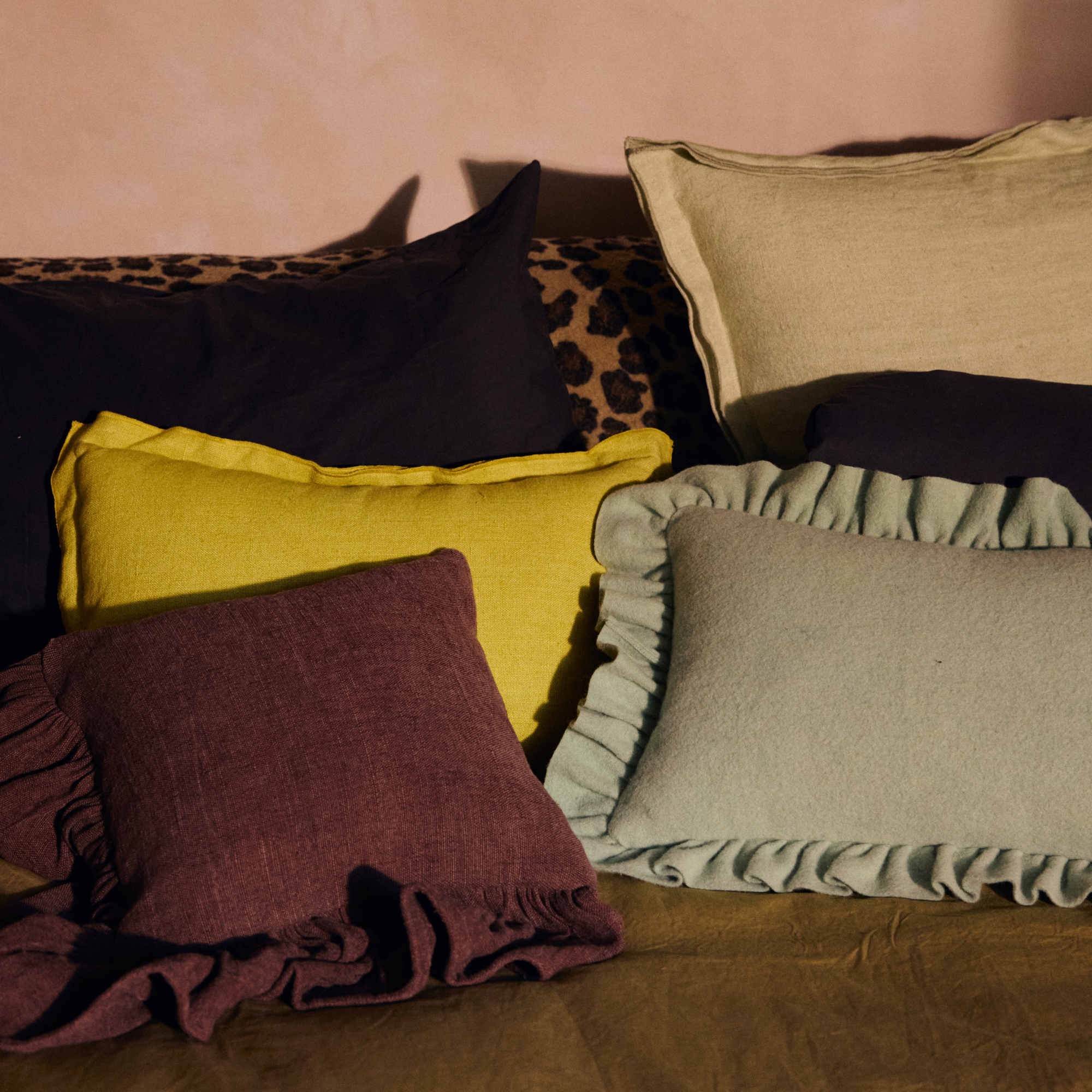 HKliving Sierkussen linen lemongrass