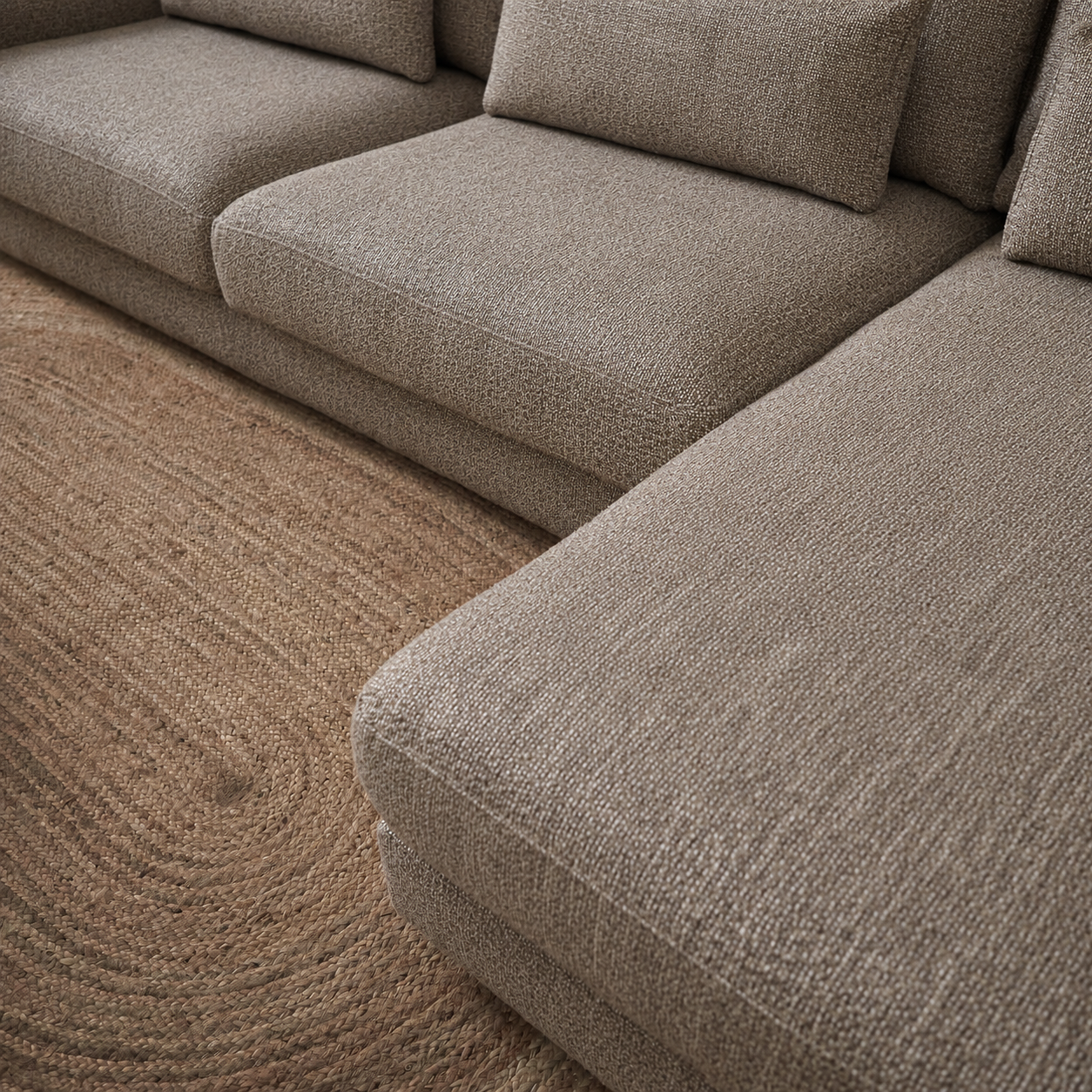 Hoekbank Lusaro Taupe Chaise Longue