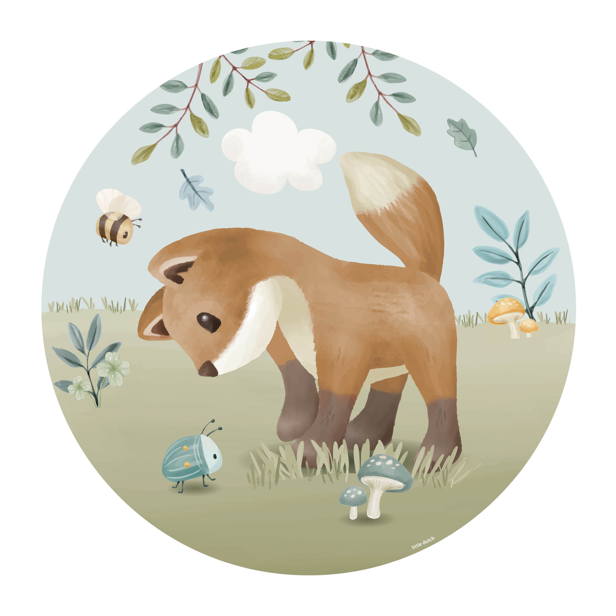 Behangcirkel Forest Friends Groen (100cm)