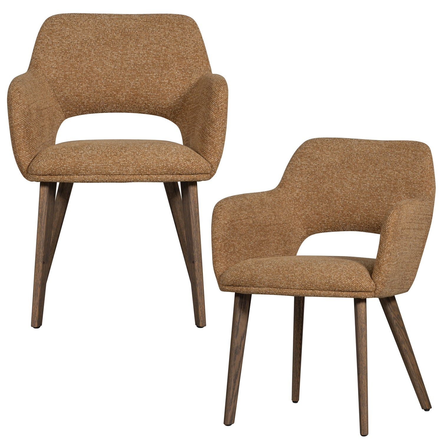 Murat eetkamerstoel taupe met houten poot naturel