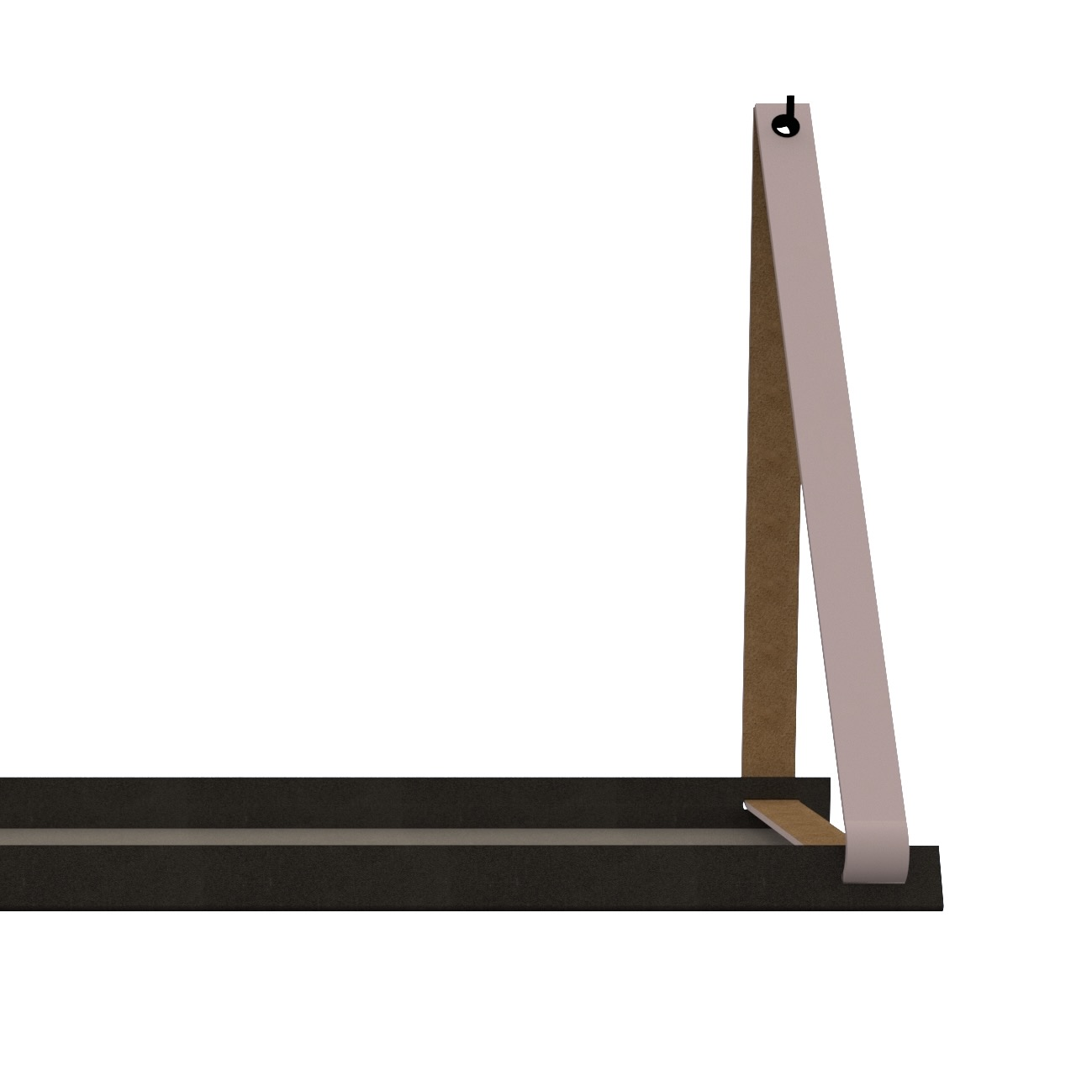 Stalen wandplank 70x20cm - incl. leren plankdragers