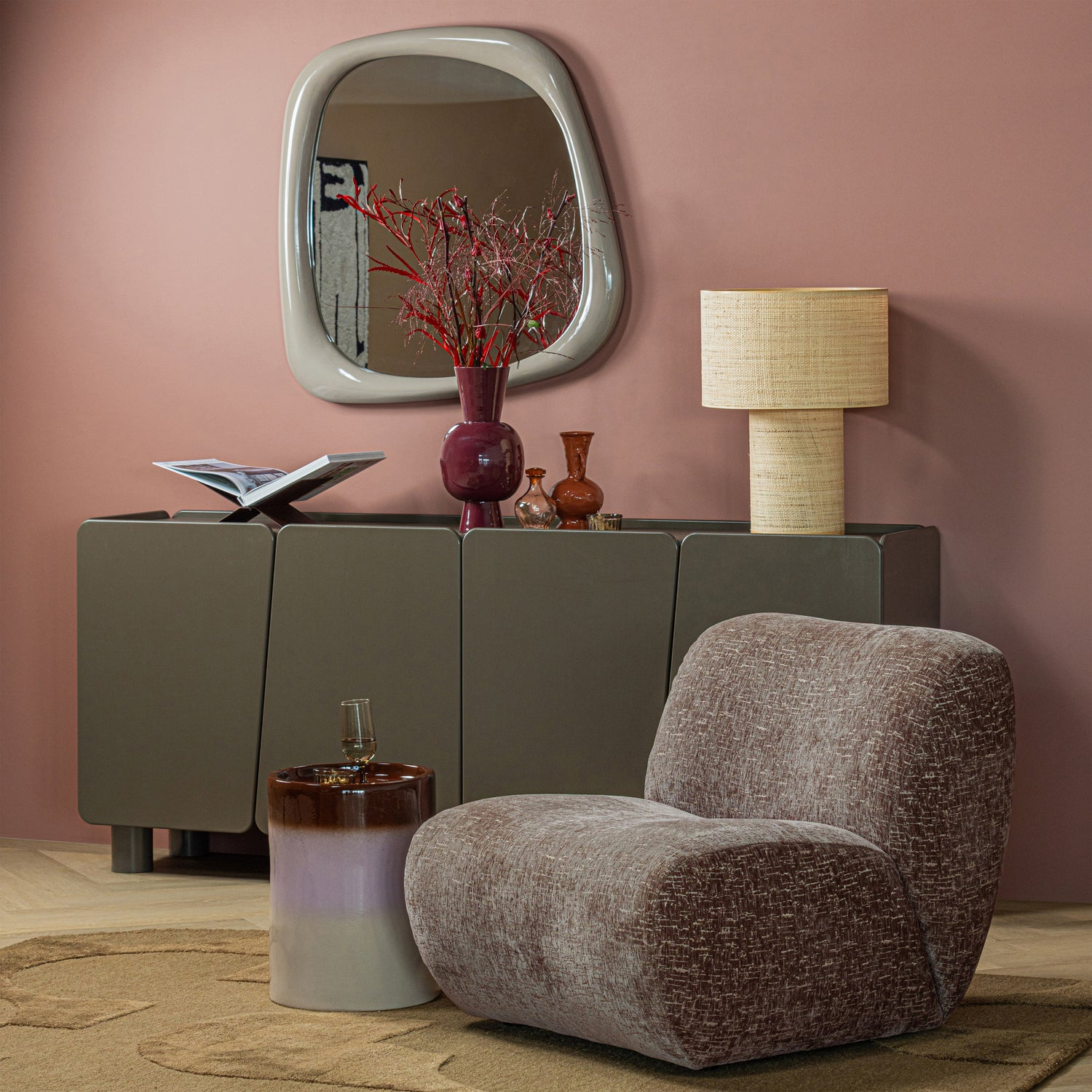 Nomu fauteuil grove chenille lichtbruin [fsc]