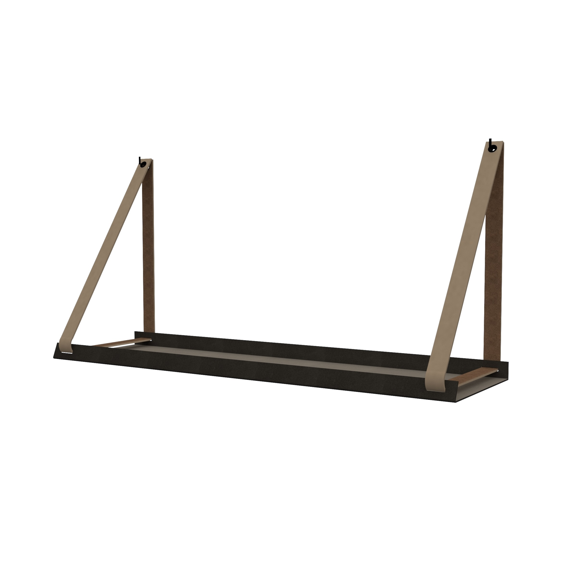 Stalen wandplank 70x20cm - incl. leren plankdragers