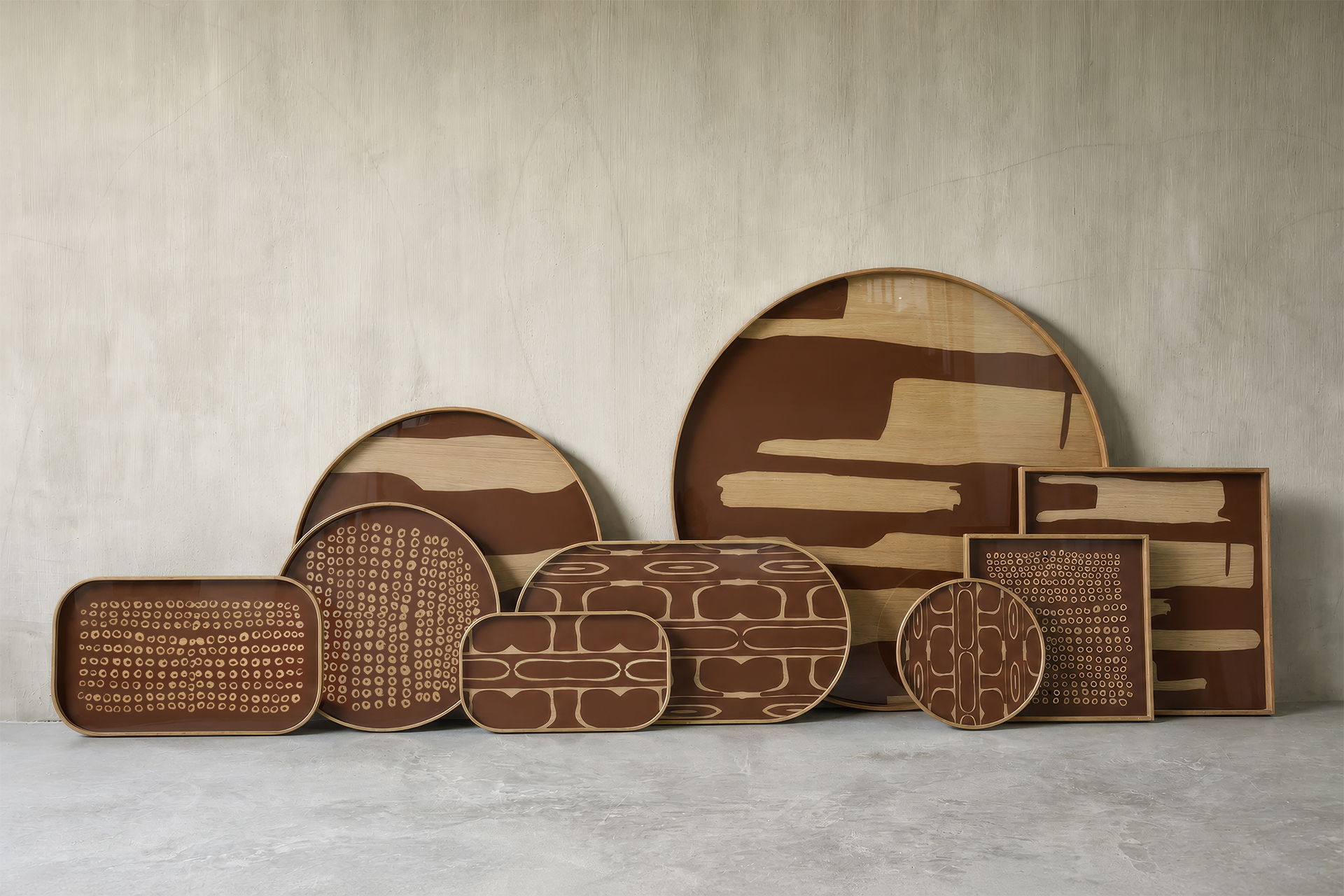 Second Nature glazen dienblad rond  - auburn