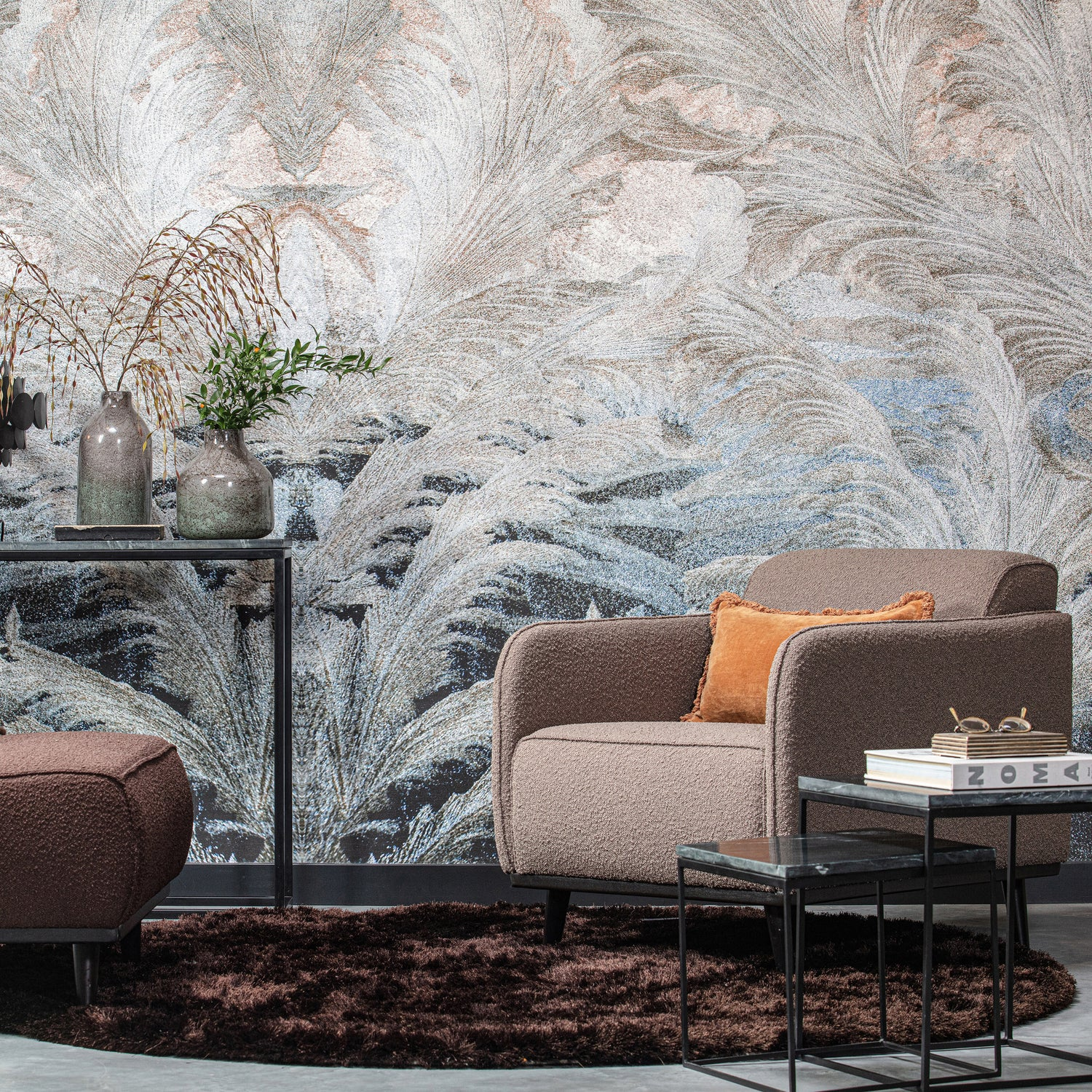 Statement fauteuil met arm chenille velvet perzikroze
