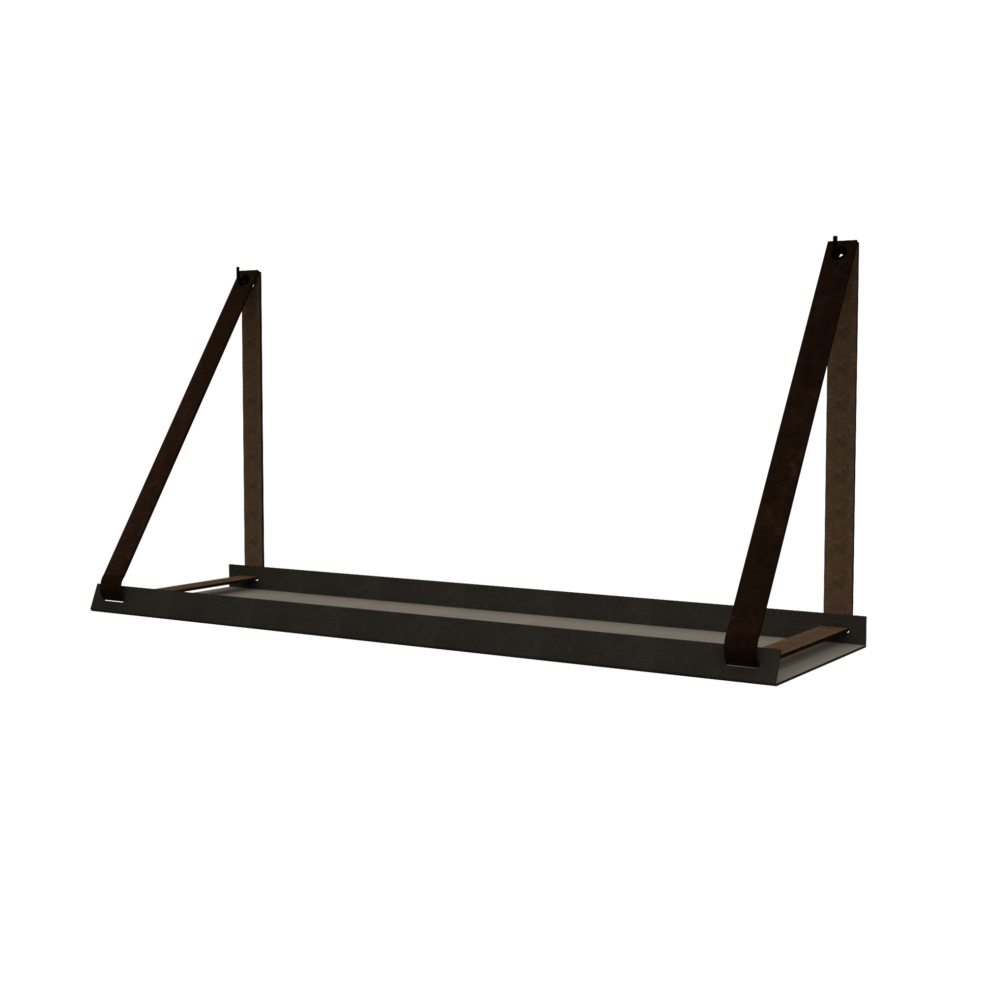 Stalen wandplank 70x20cm - incl. leren plankdragers