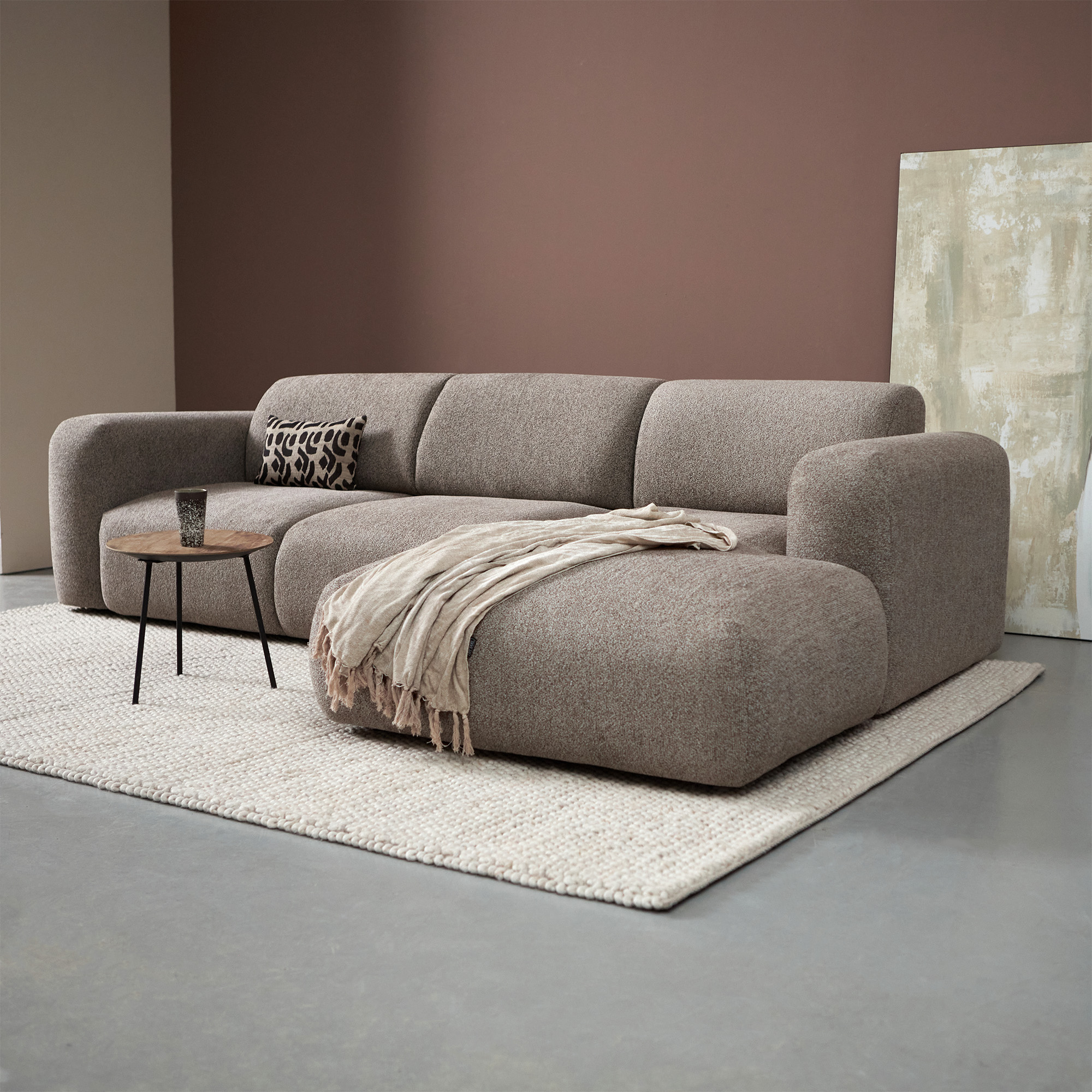 Riva Hoekbank Bruin, Chaise Longue