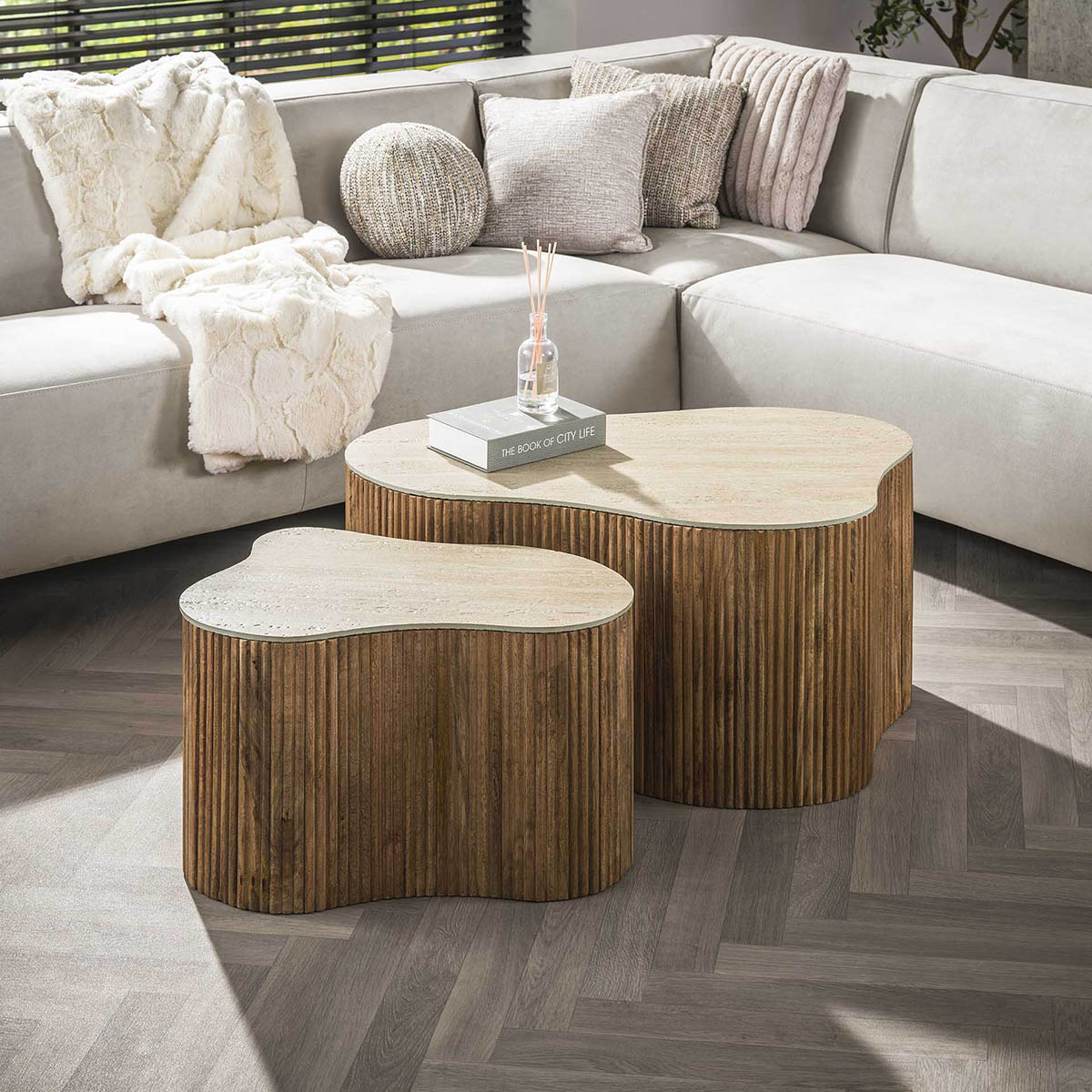 Salontafel Set Limestone Shamrock