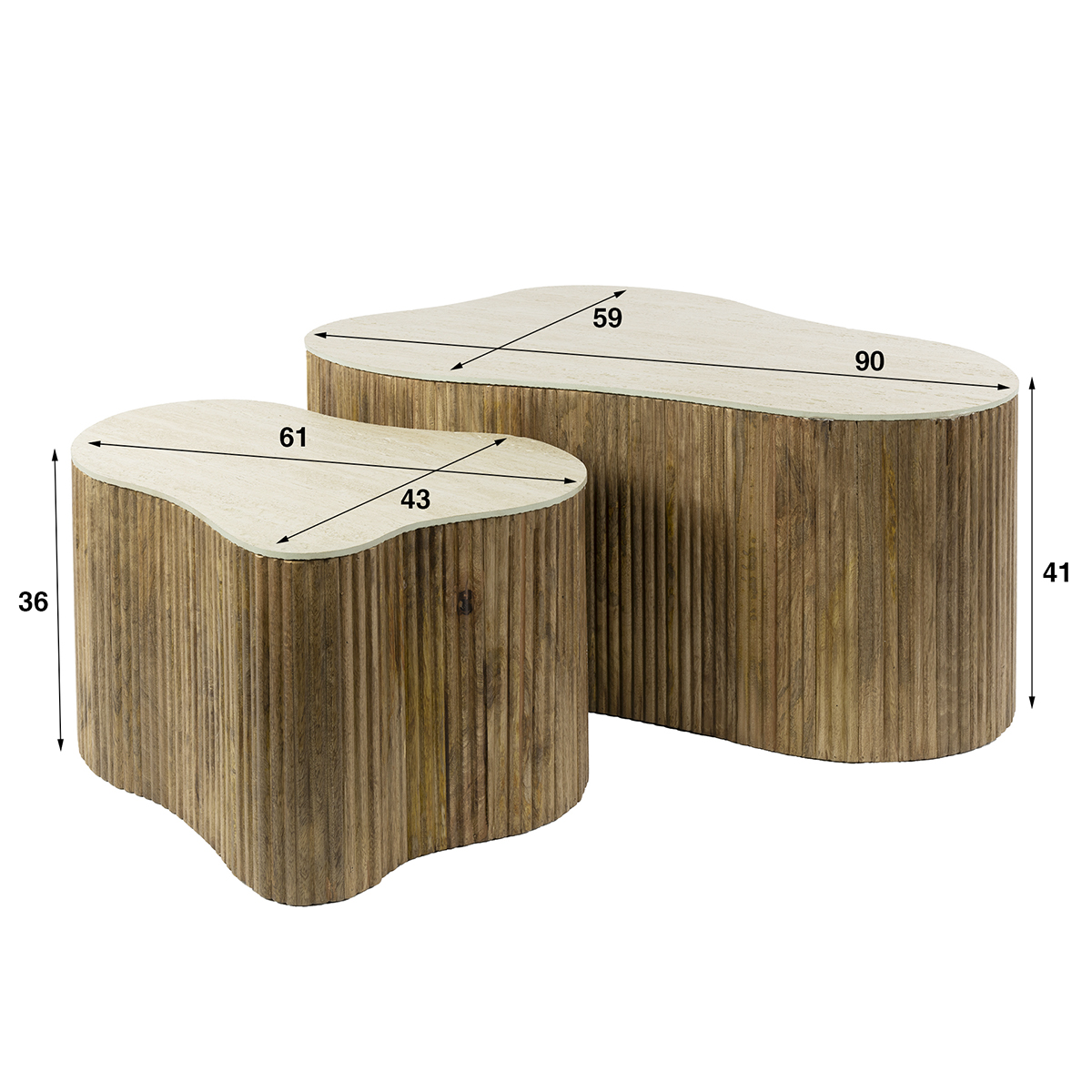 Salontafel Set Limestone Shamrock